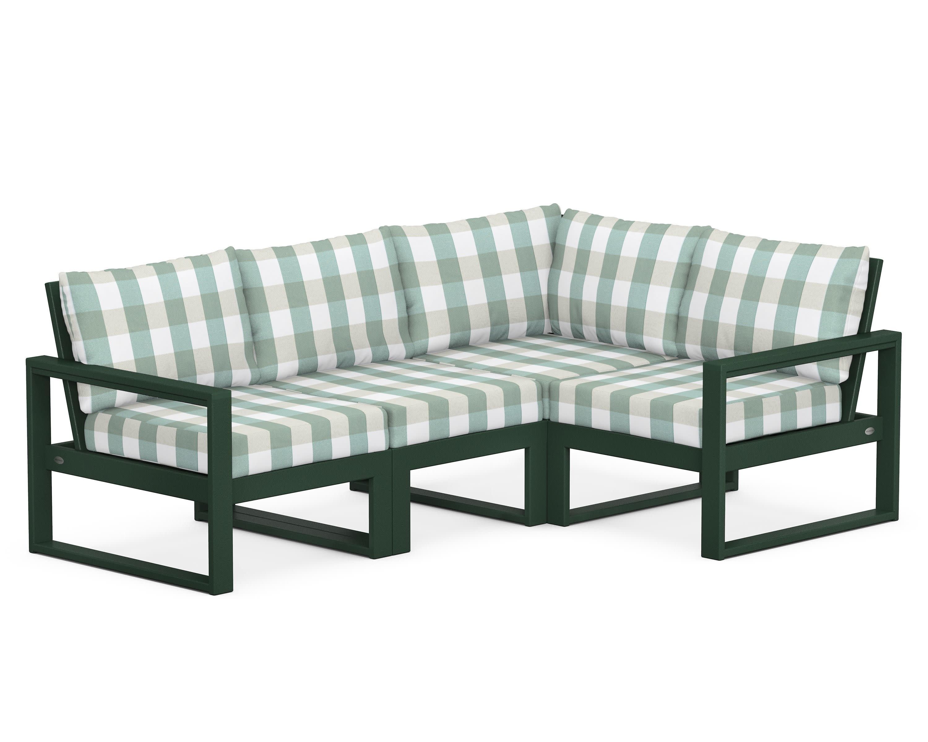EDGE 4-Piece Modular Deep Seating Set in Green / Buffalo Plaid Glacier Spa