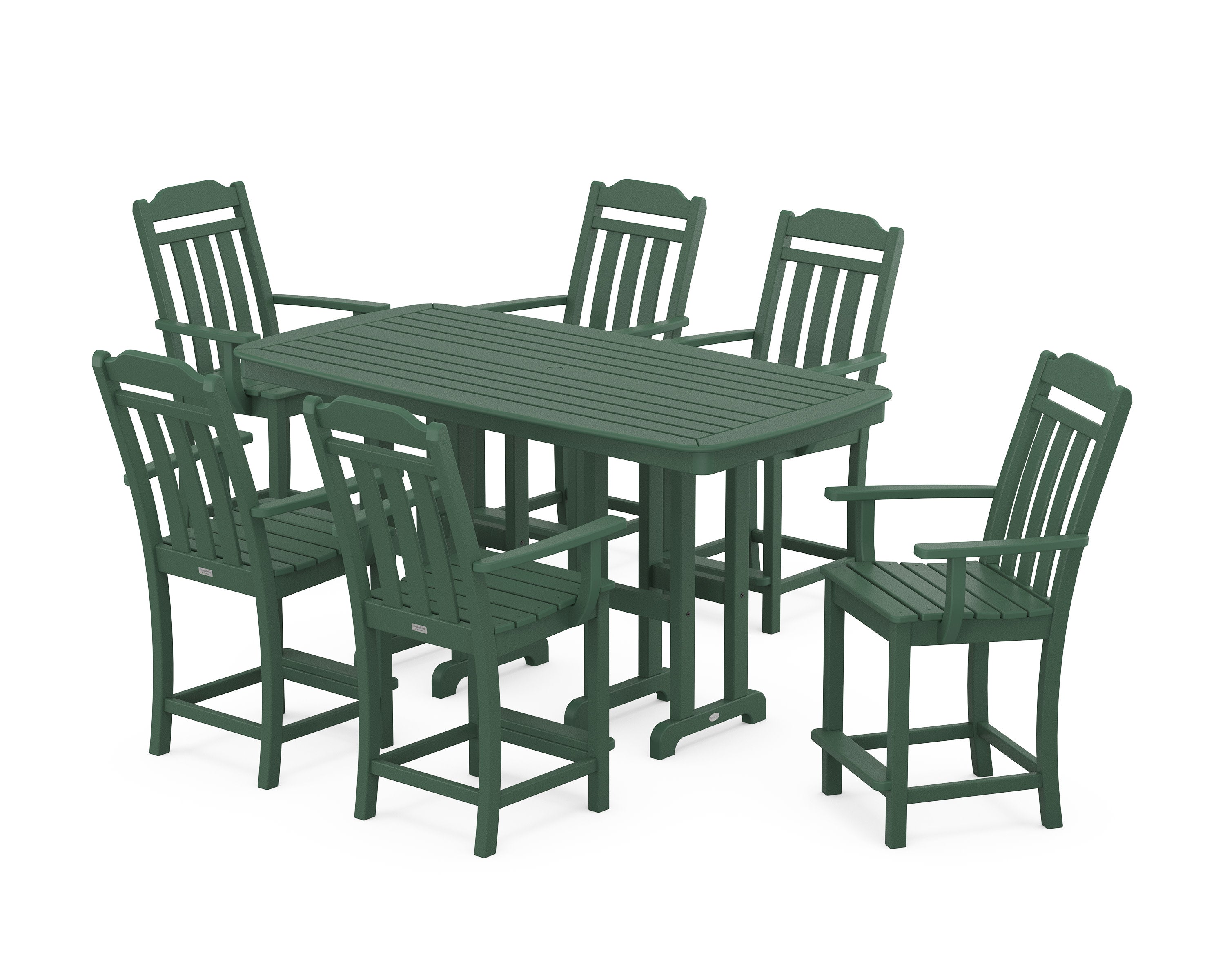 Cottage Arm Chair 7-Piece Counter Set in Green