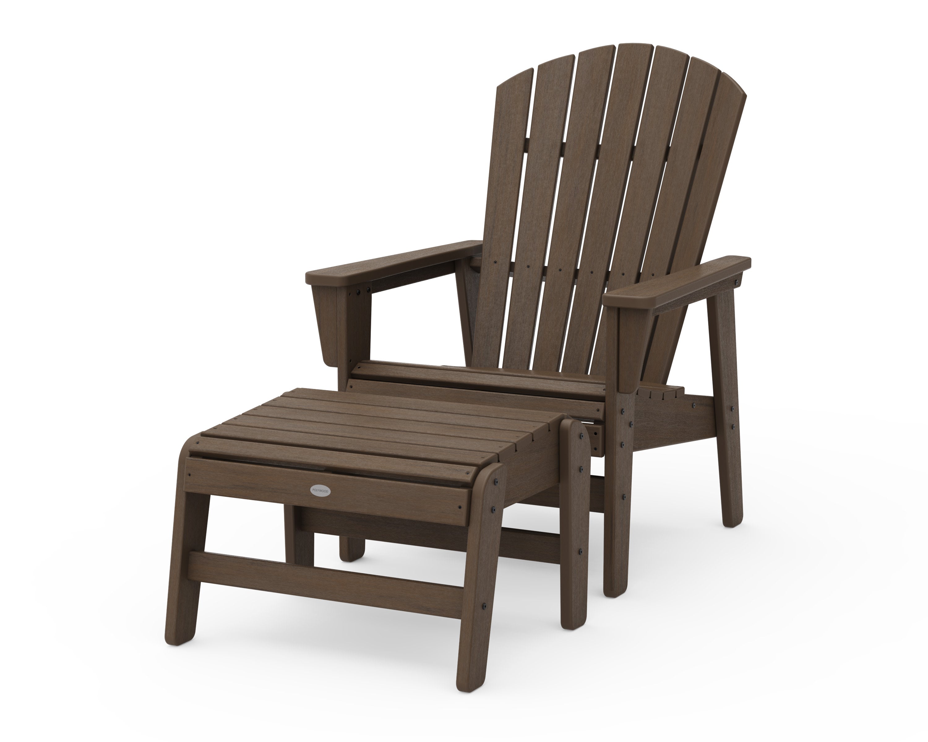Nautical Grand Upright Adirondack Chair with Ottoman in Kona