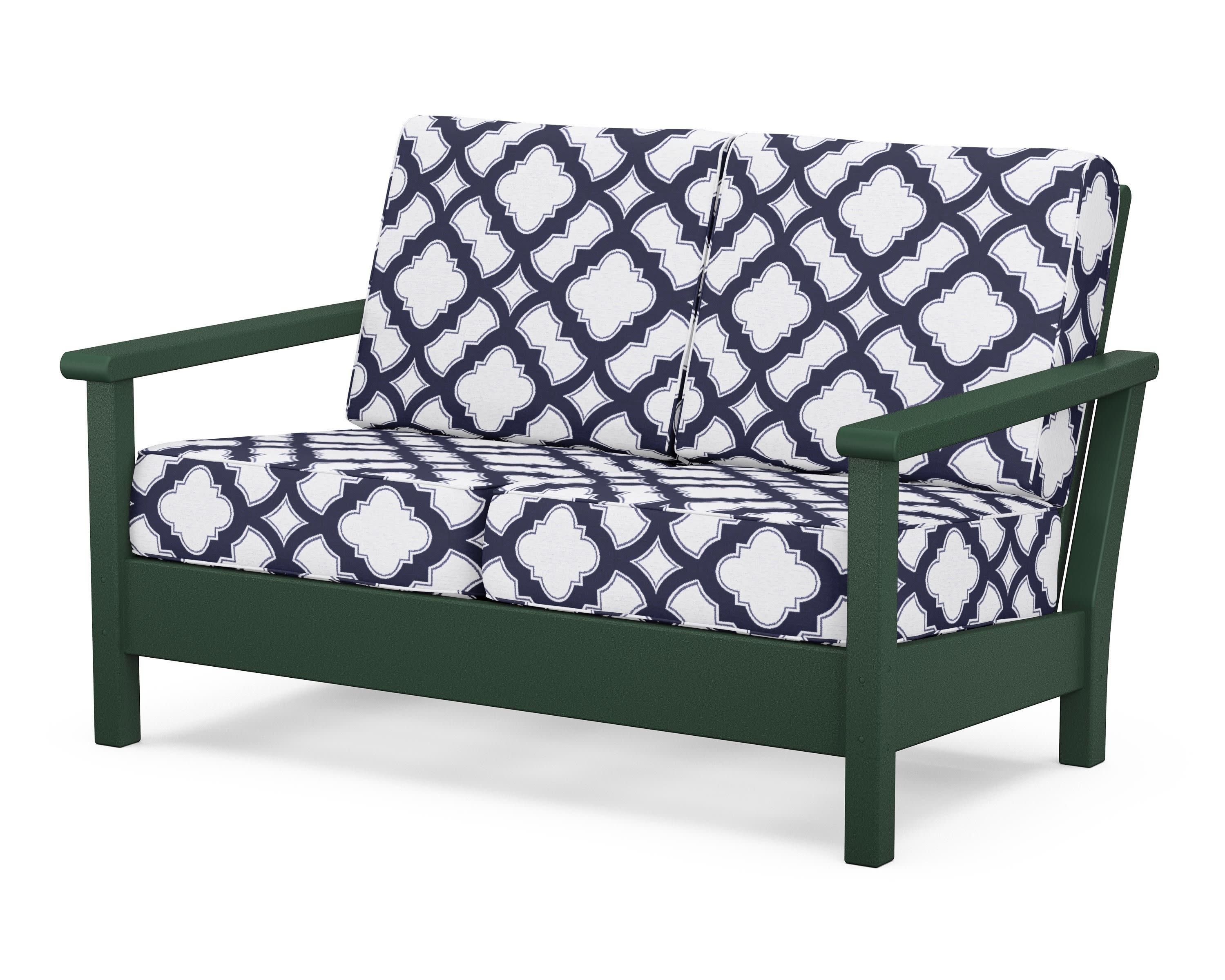 Harbour Deep Seating Loveseat in Green / Trellis Navy