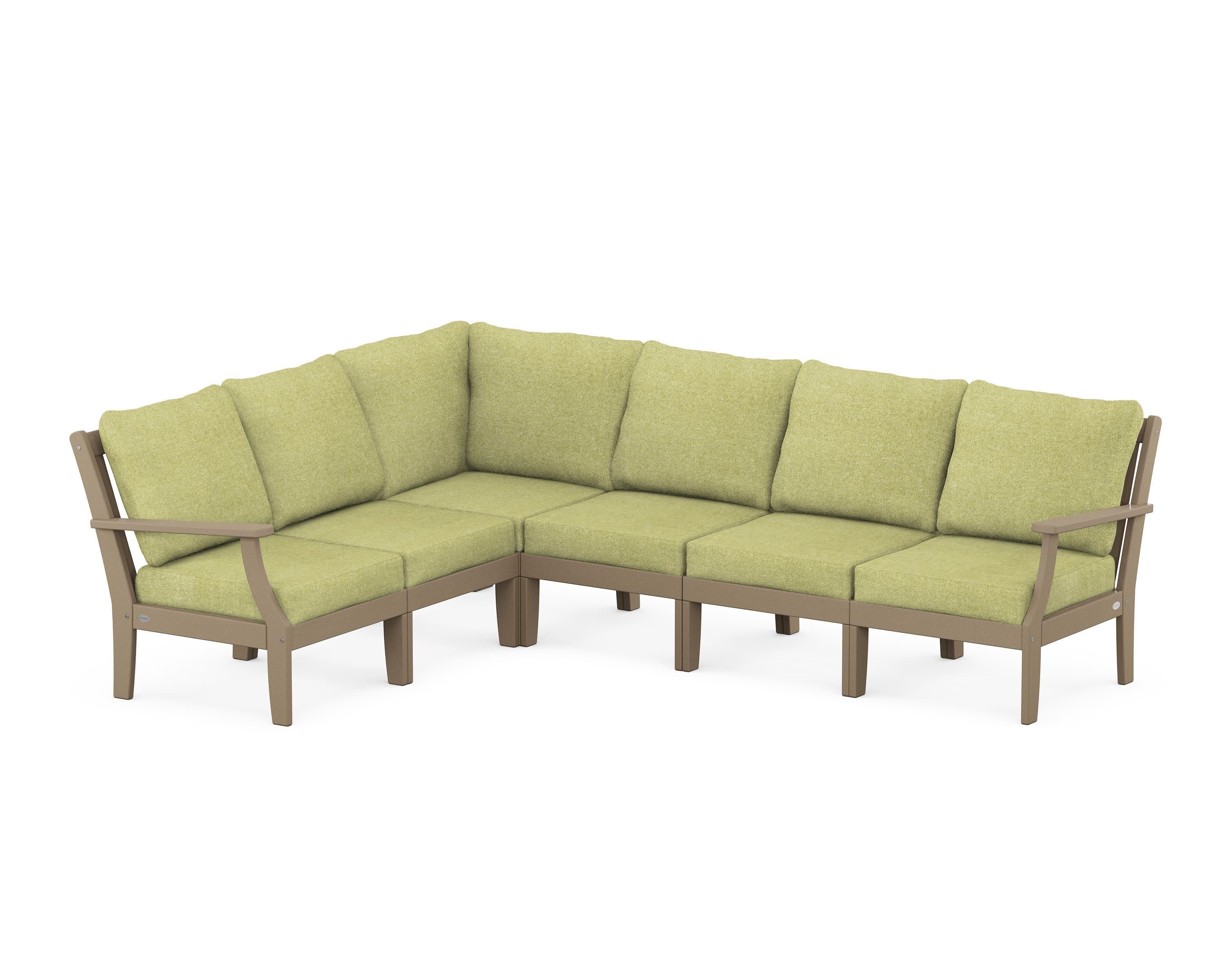 Braxton Modular 6-Piece Deep Seating Set in Vintage Sahara / Chartreuse Boucle