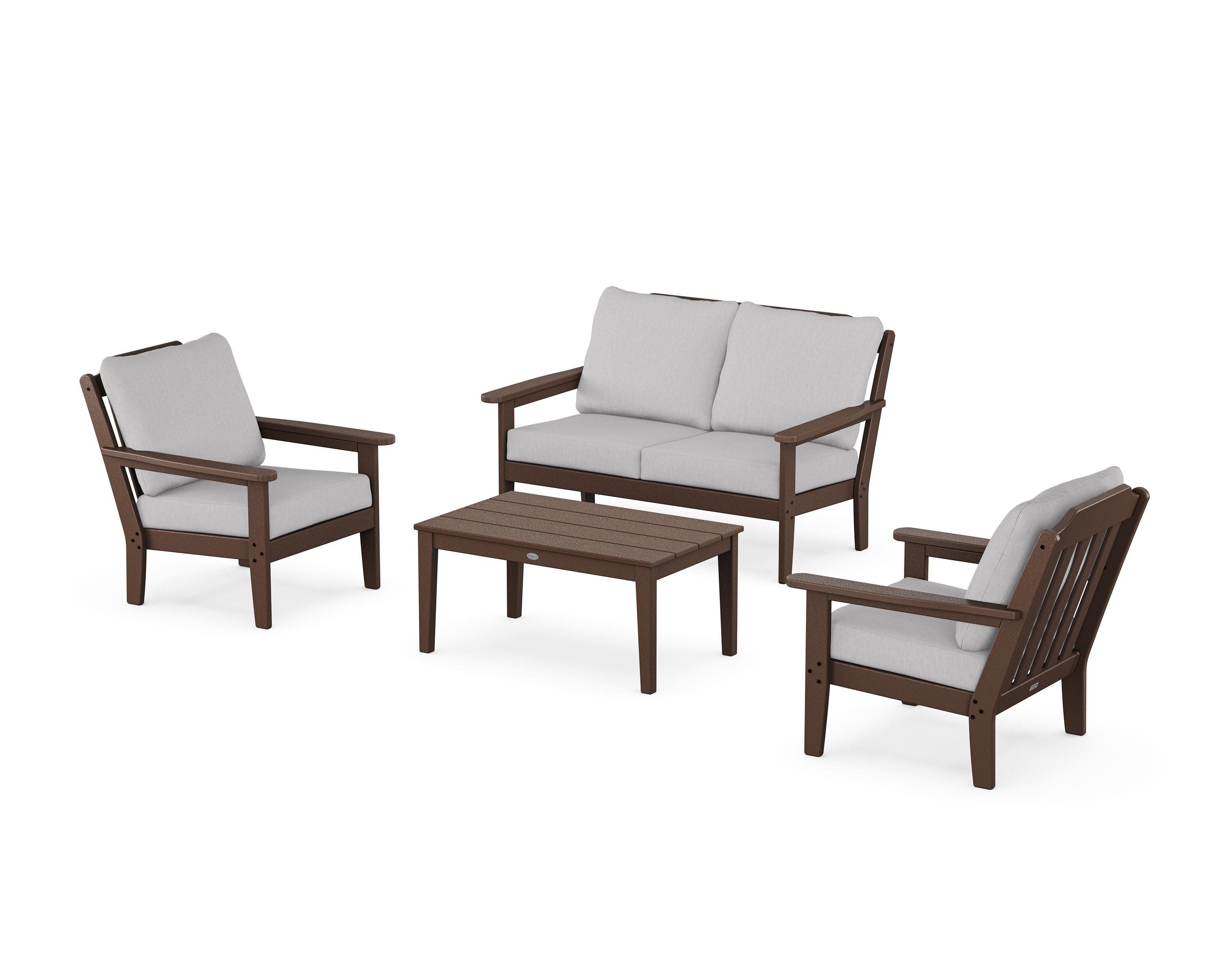 Cottage 4-Piece Deep Seating Set with Loveseat in Mahogany / Granite