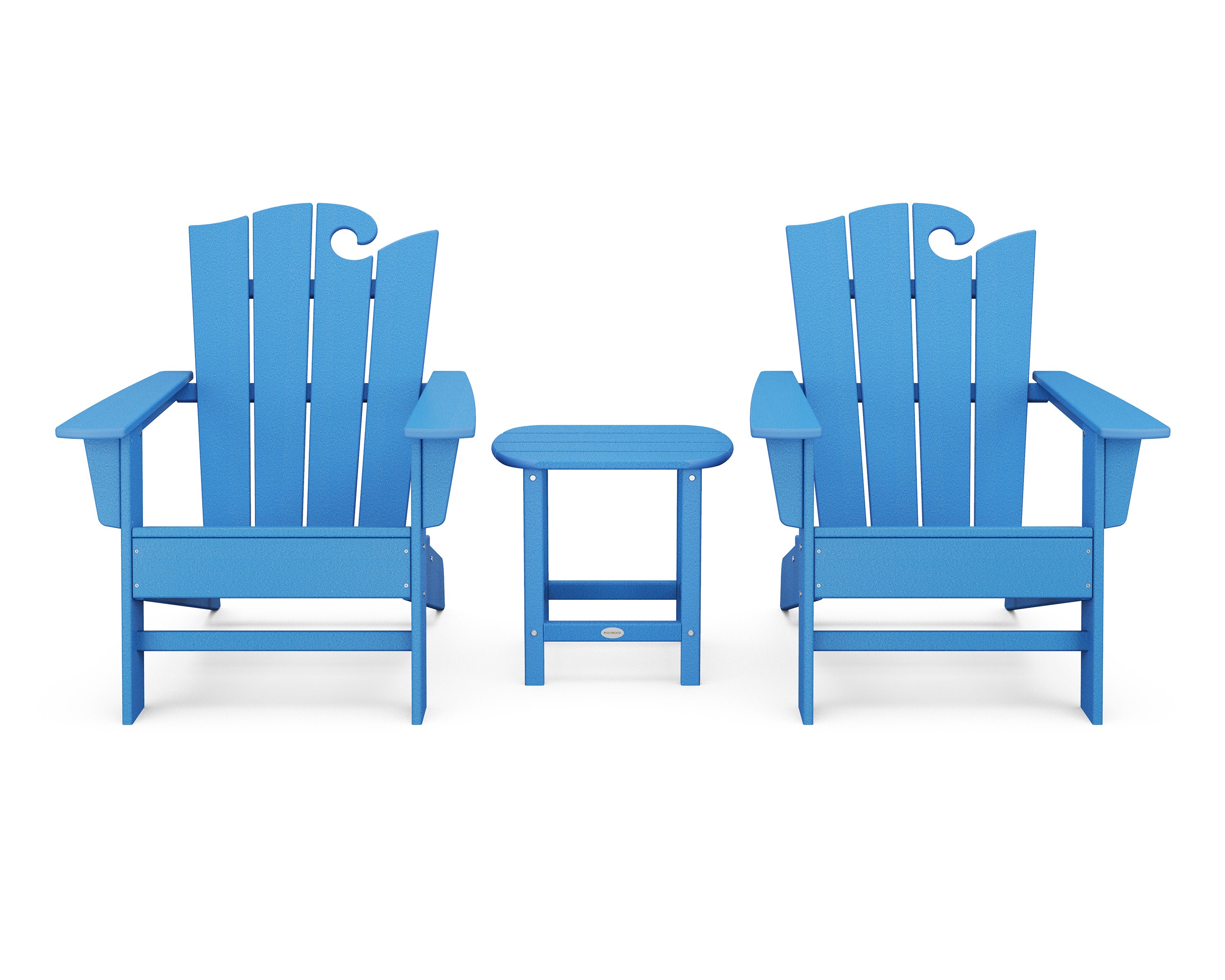 Wave 3-Piece Adirondack Set with The Ocean Chair in Pacific Blue