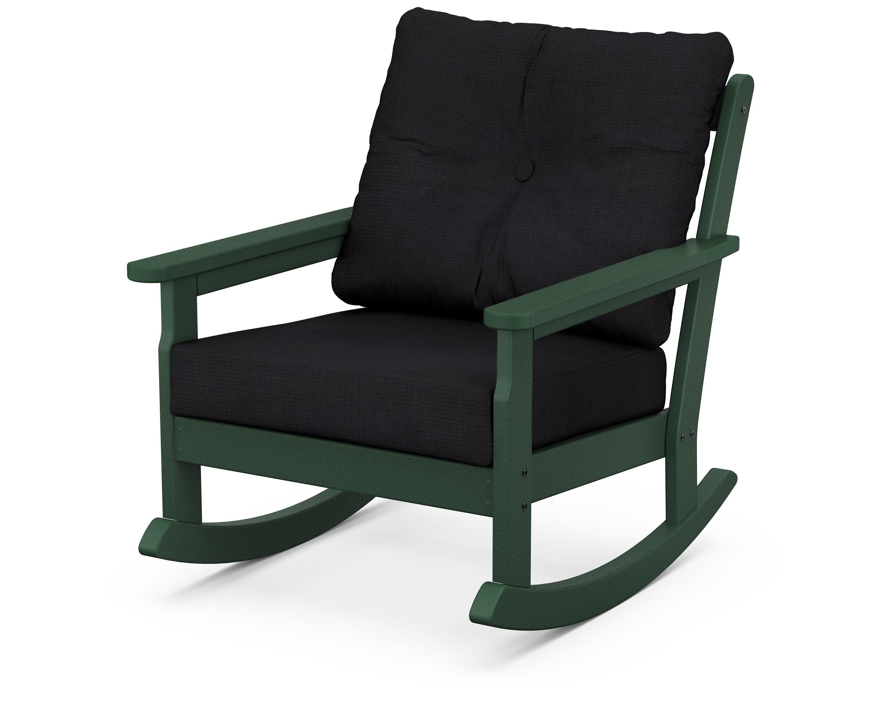 Vineyard Deep Seating Rocking Chair in Green / Midnight Linen