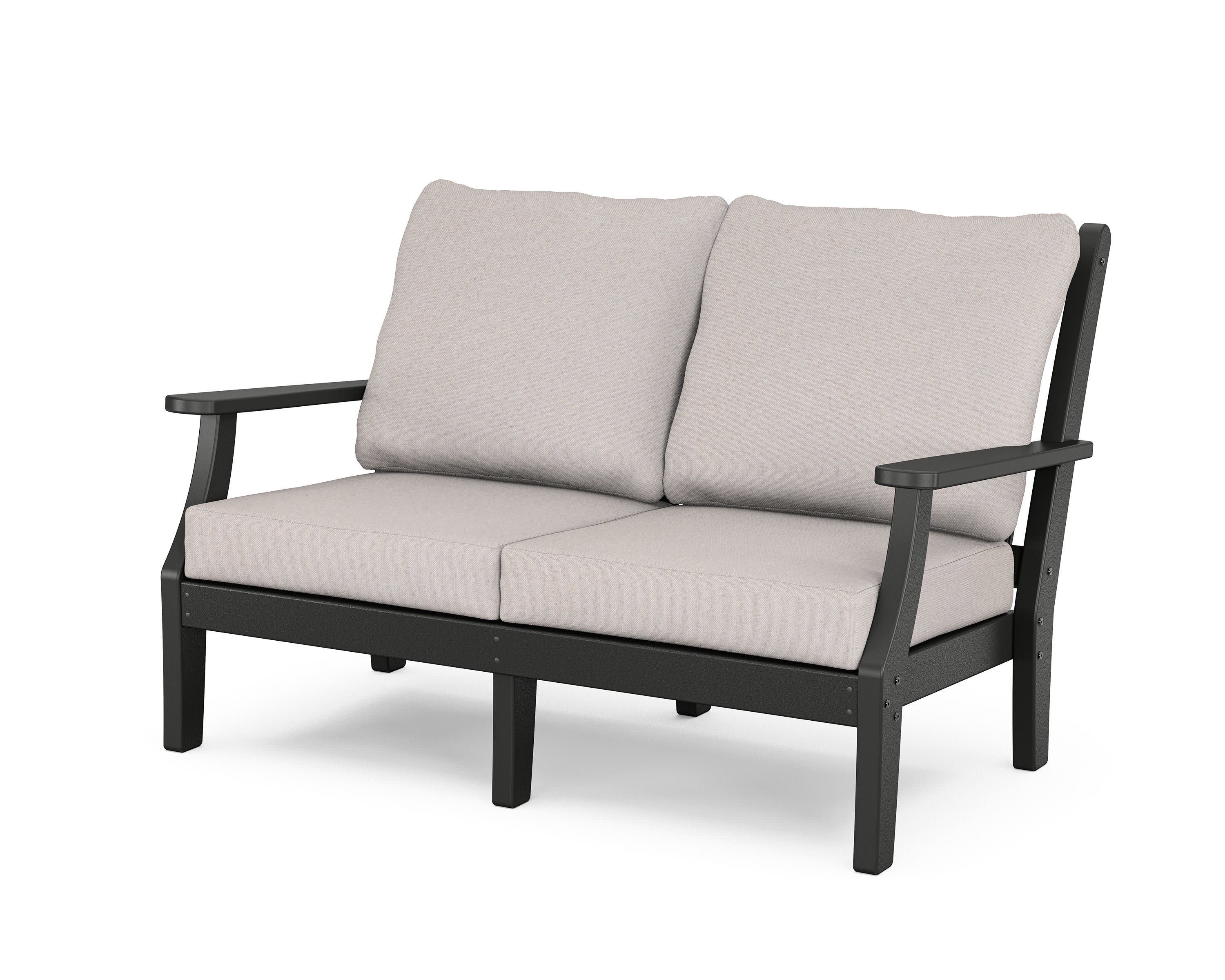 Wovendale Deep Seating Loveseat in Black / Dune Burlap