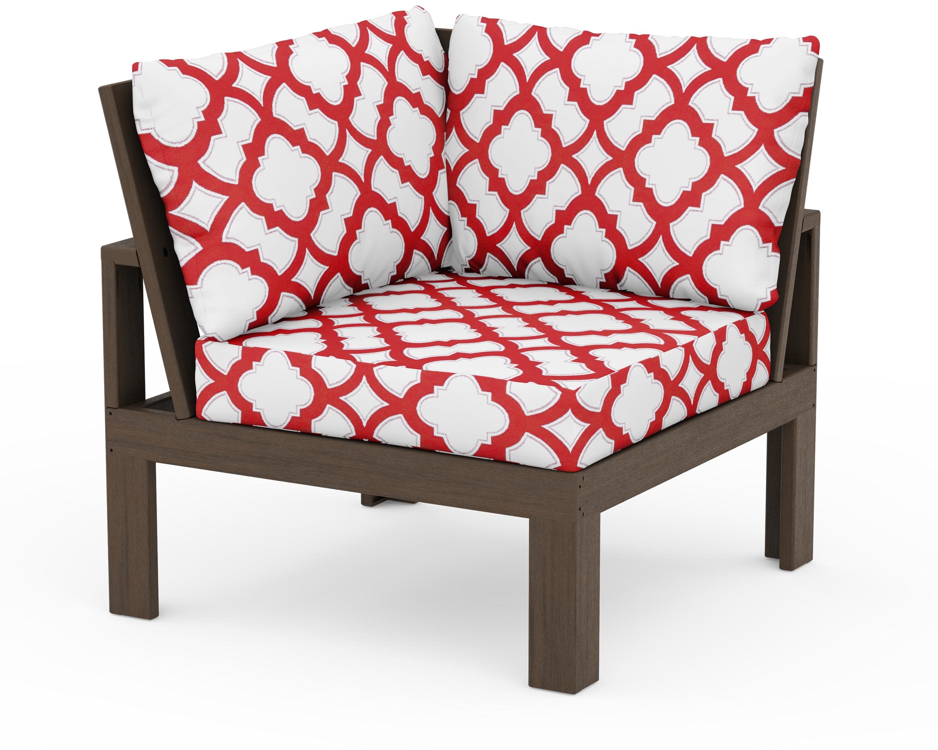 Modular Corner Chair in Kona / Trellis Crimson