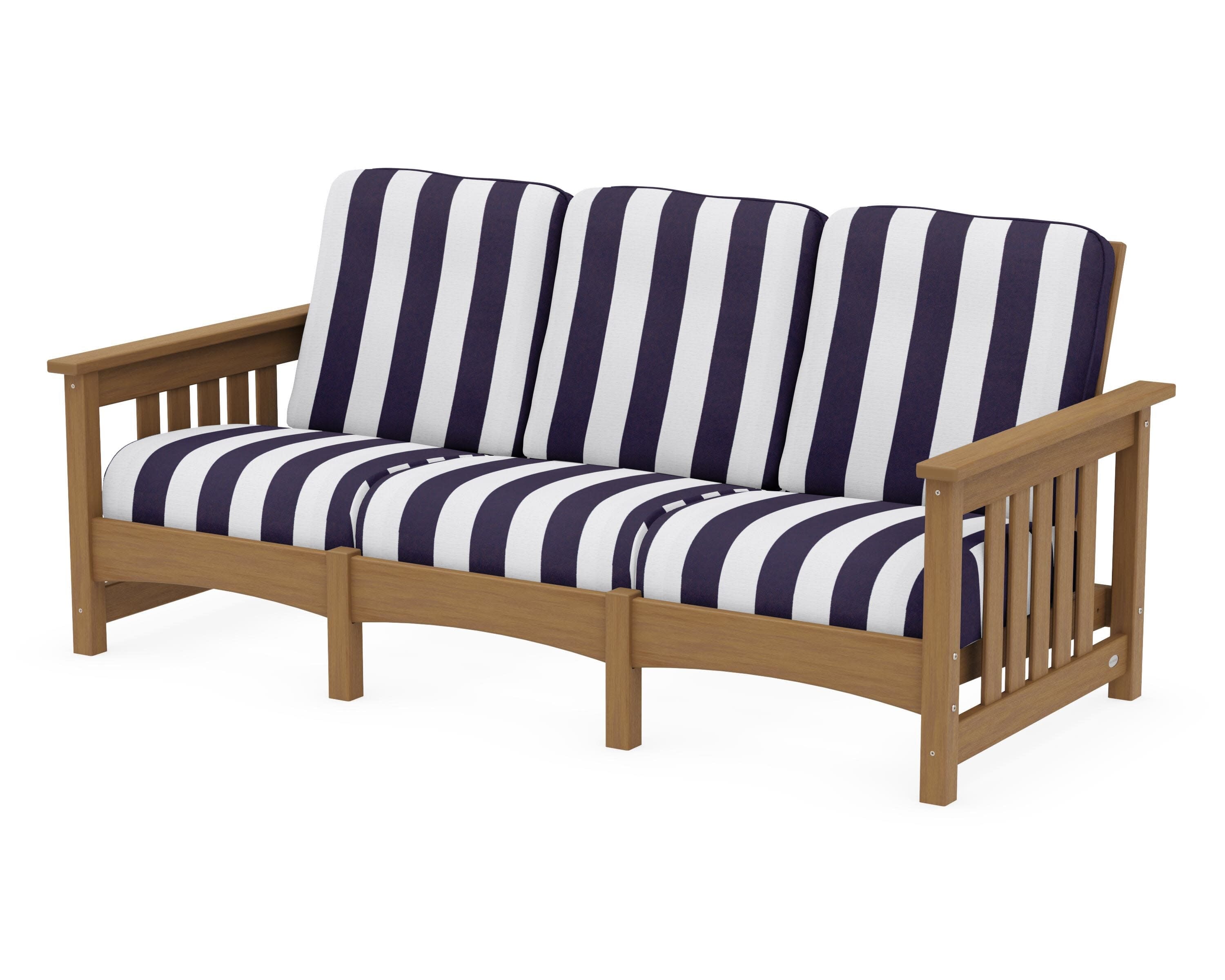 Club Mission Sofa in Natural / Cabana Stripe Navy