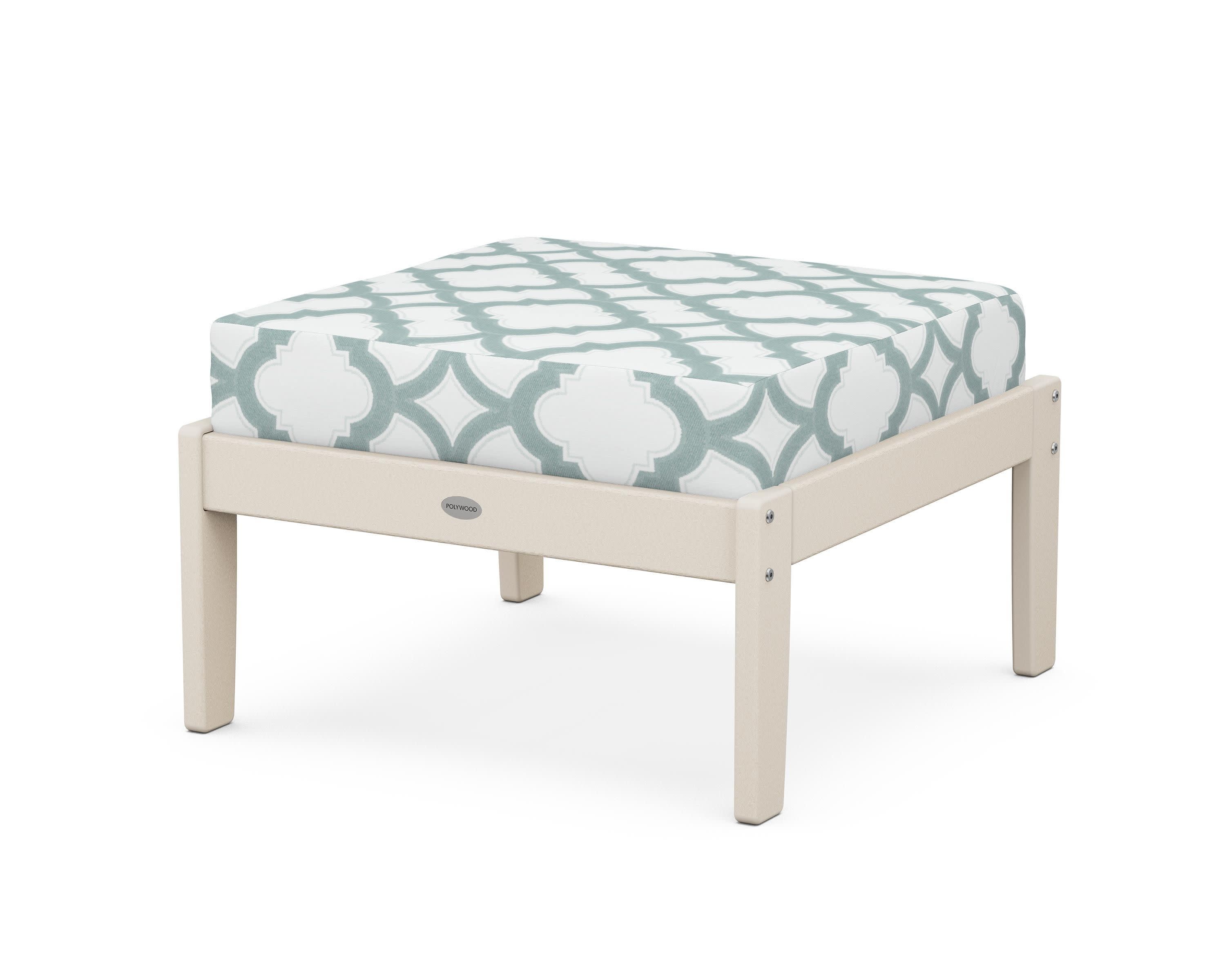 Braxton Deep Seating Ottoman in Sand / Trellis Glacier Spa