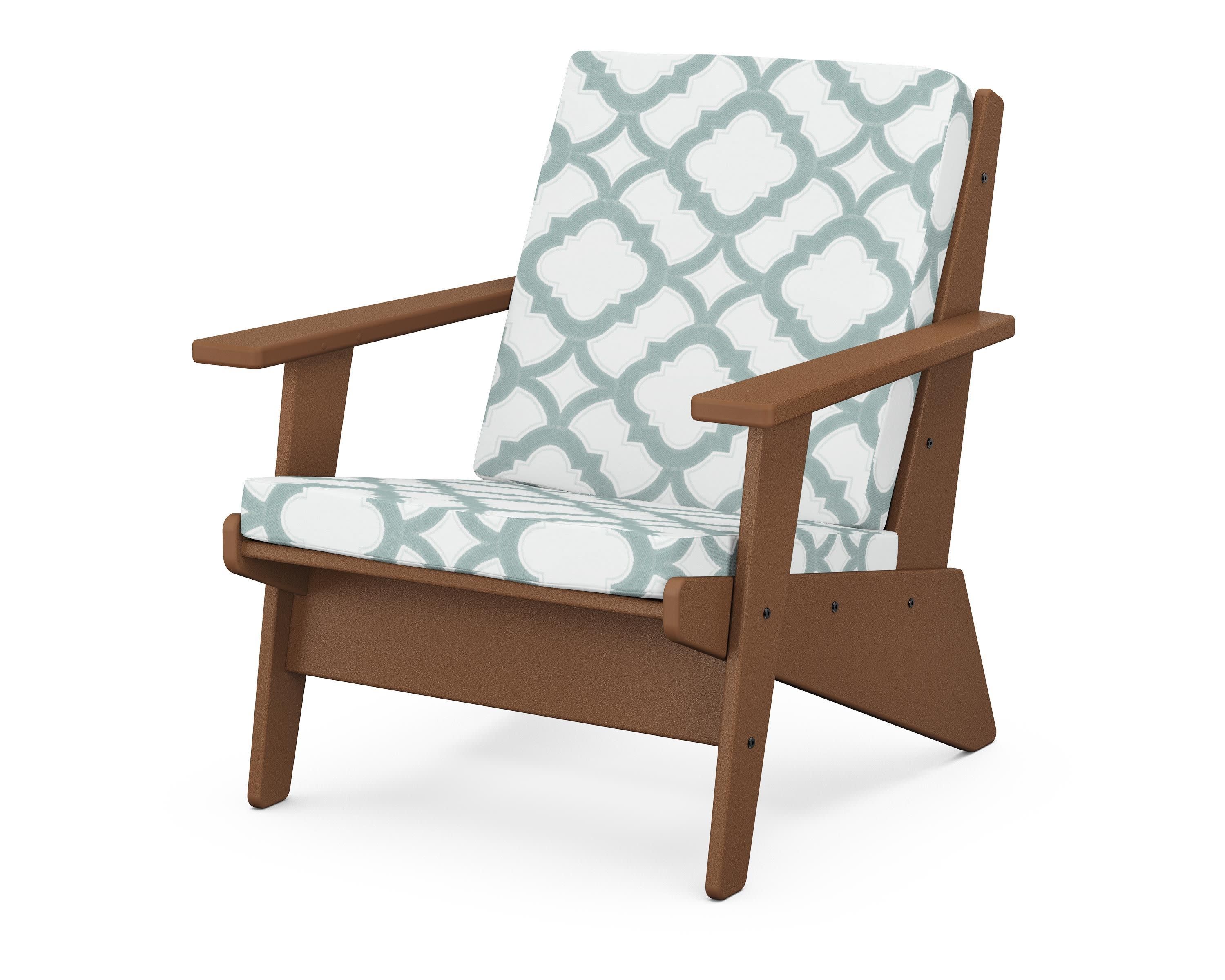 Riviera Modern Lounge Chair in Teak / Trellis Glacier Spa