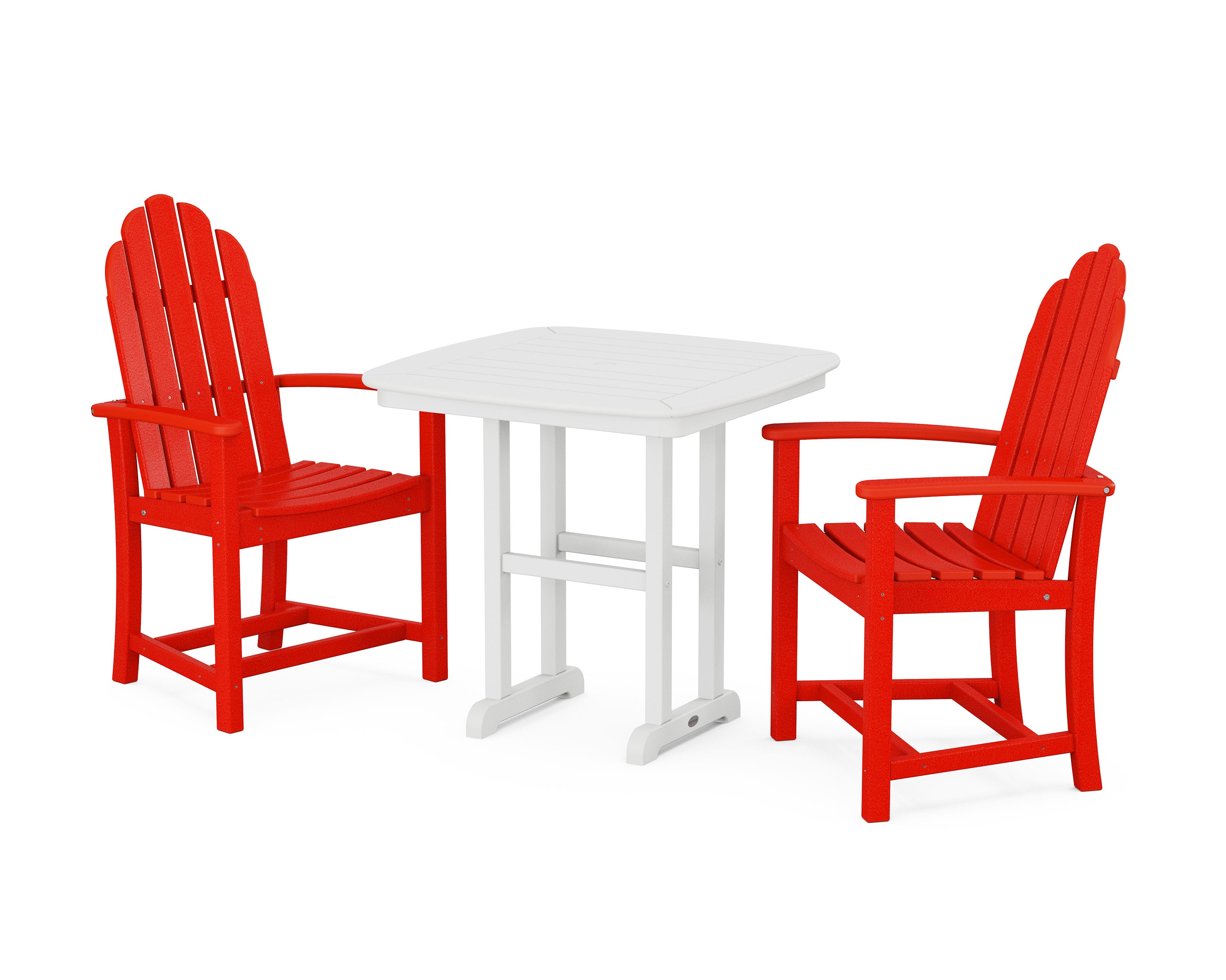 Classic Adirondack 3-Piece Dining Set in Sunset Red / White