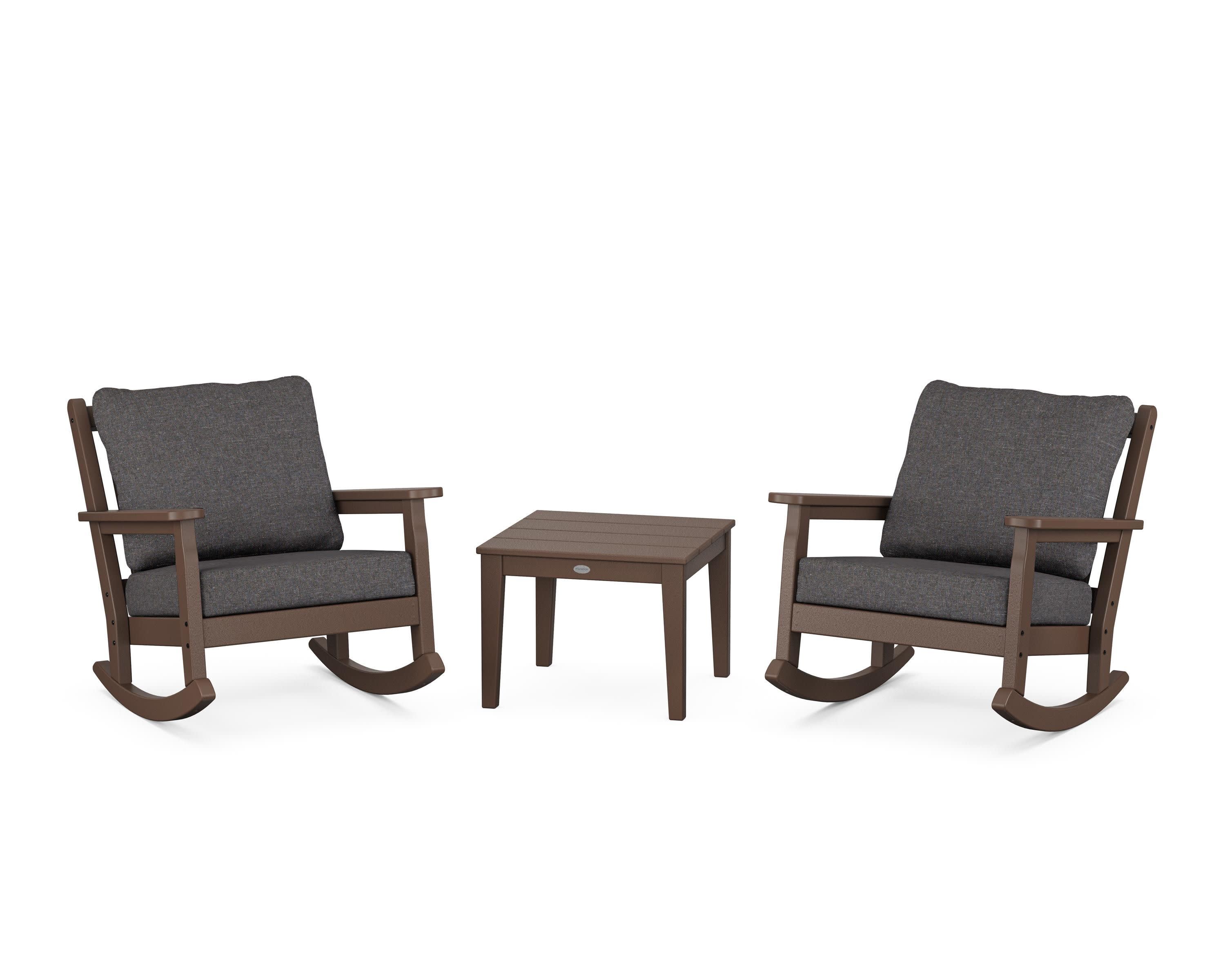 Chippendale 3-Piece Deep Seating Rocker Set in Mahogany / Ash Charcoal