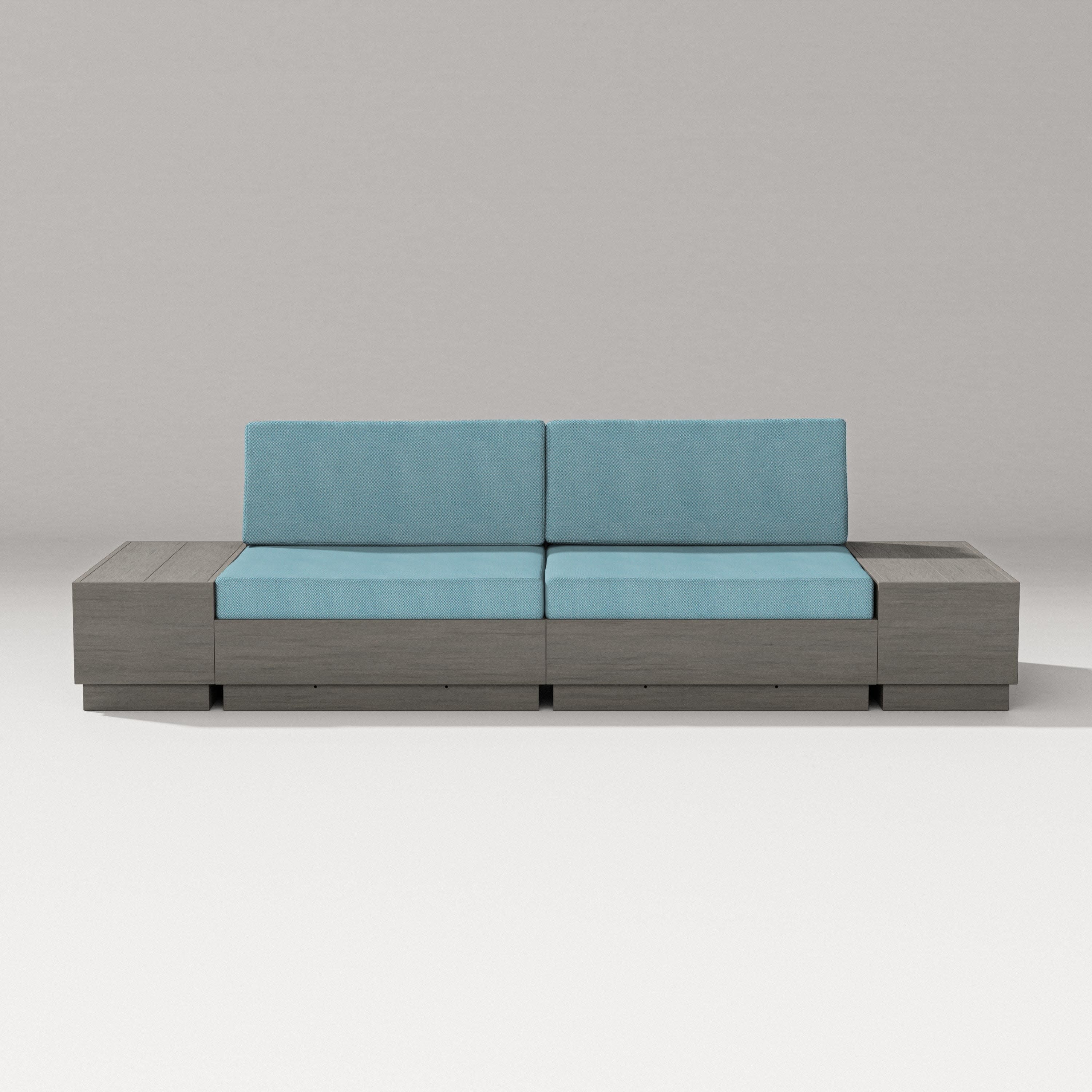 Elevate 4-Piece Loveseat Sectional in Driftwood / Lattice Sky Blue