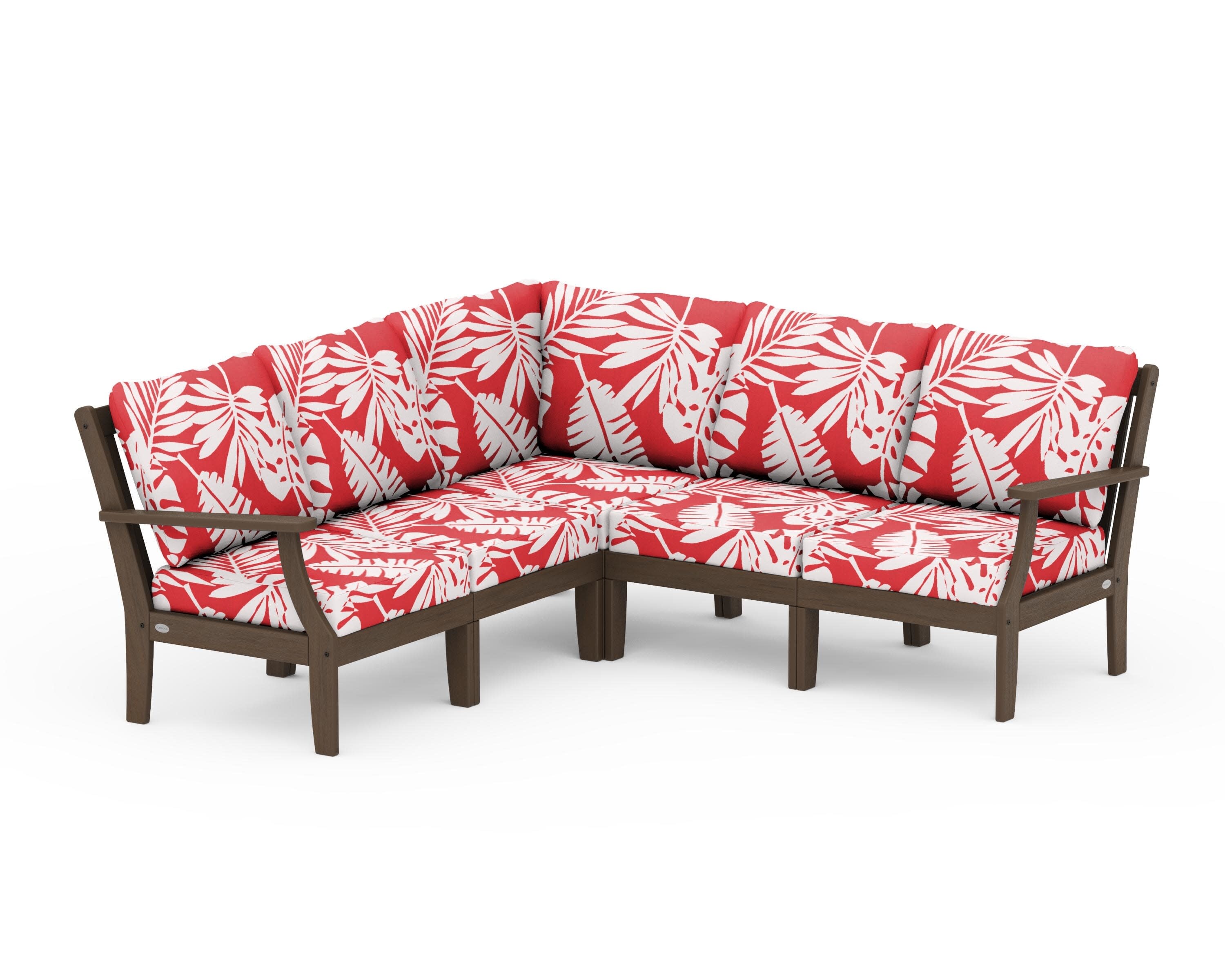Braxton Modular 5-Piece Deep Seating Set in Kona / Leaf Crimson