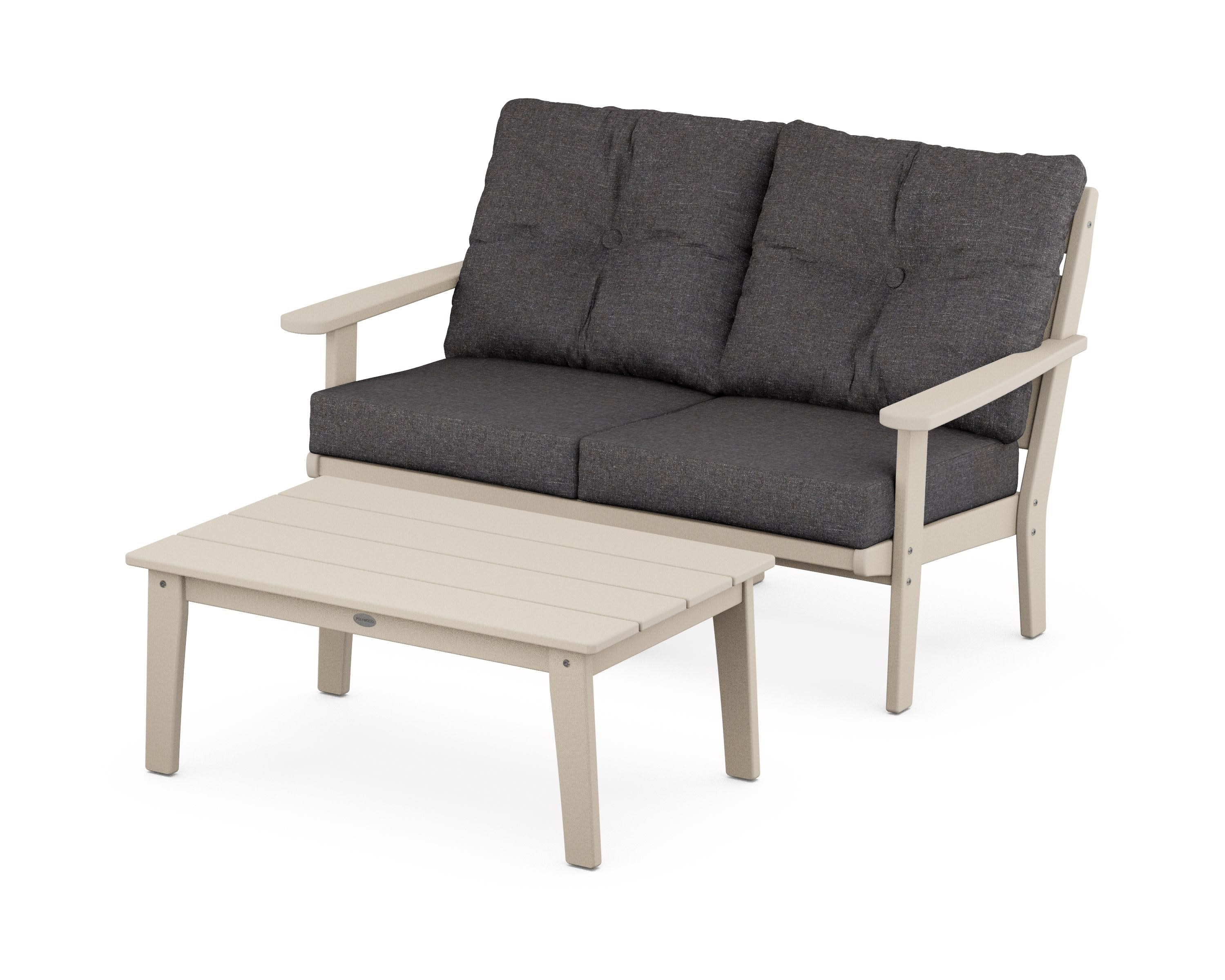 Lakeside 2-Piece Lounge Loveseat Set in Sand / Ash Charcoal