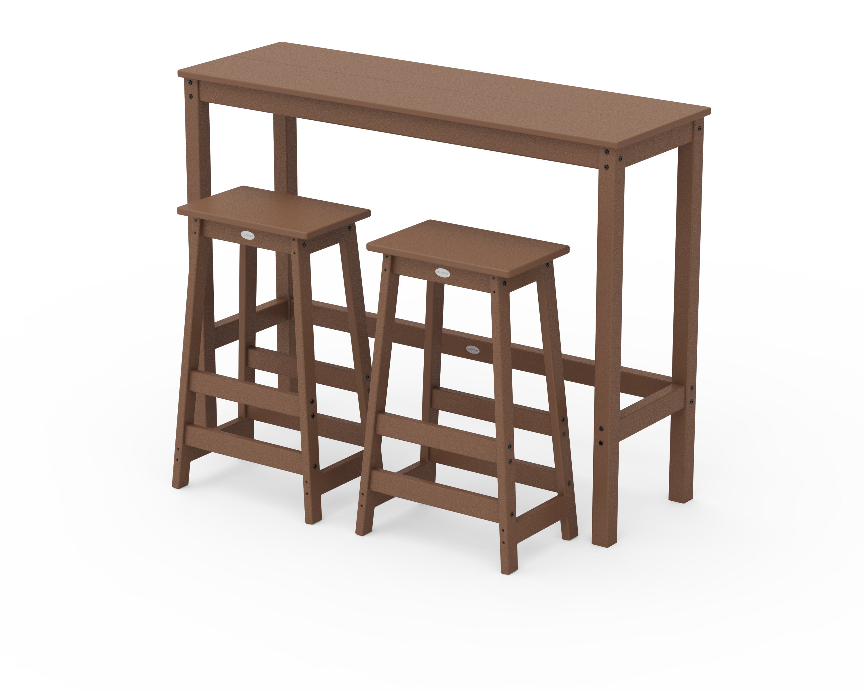 Modern Studio Stool 3-Piece Bar Balcony Set in Teak