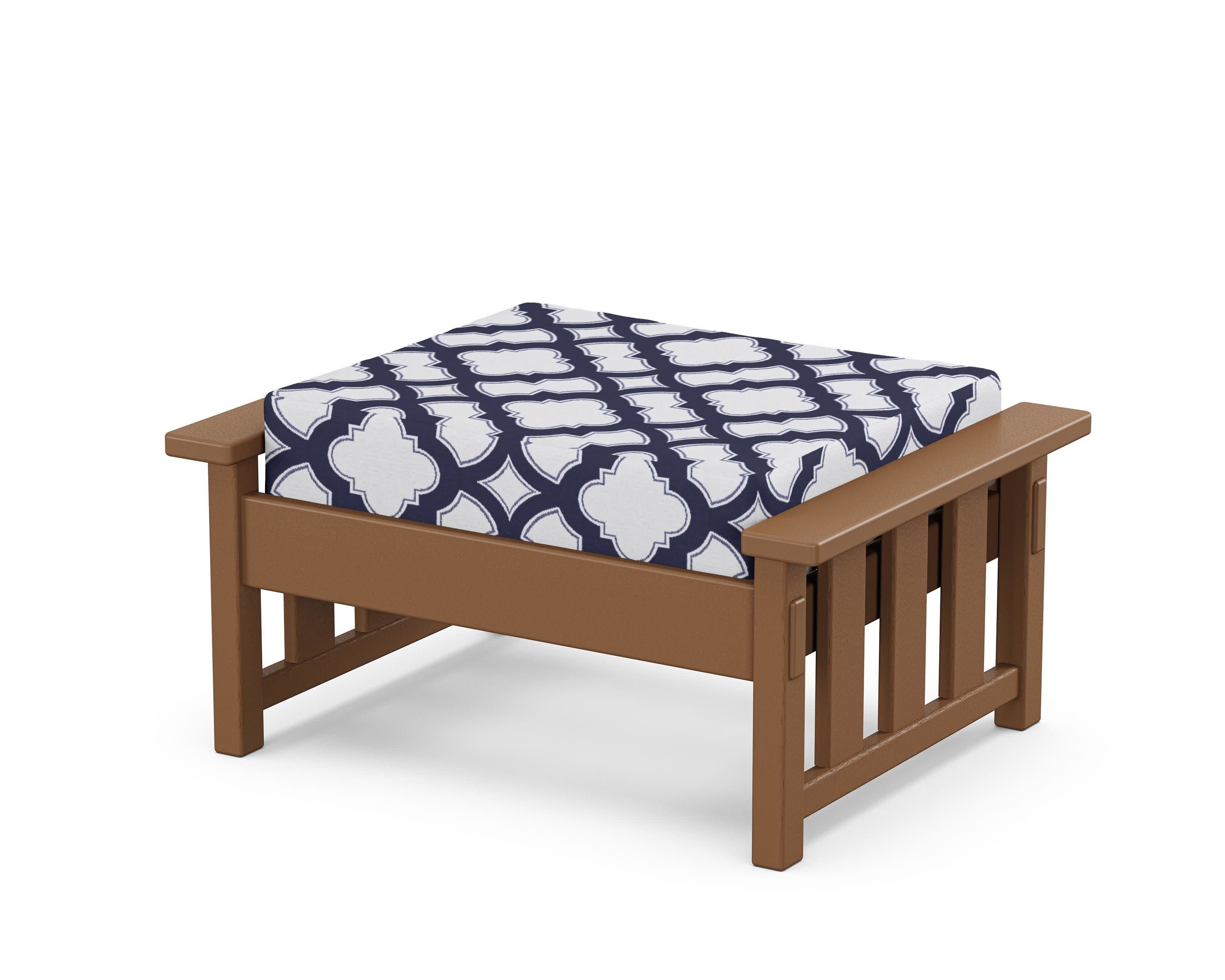 Acadia Deep Seating Ottoman in Teak / Trellis Navy
