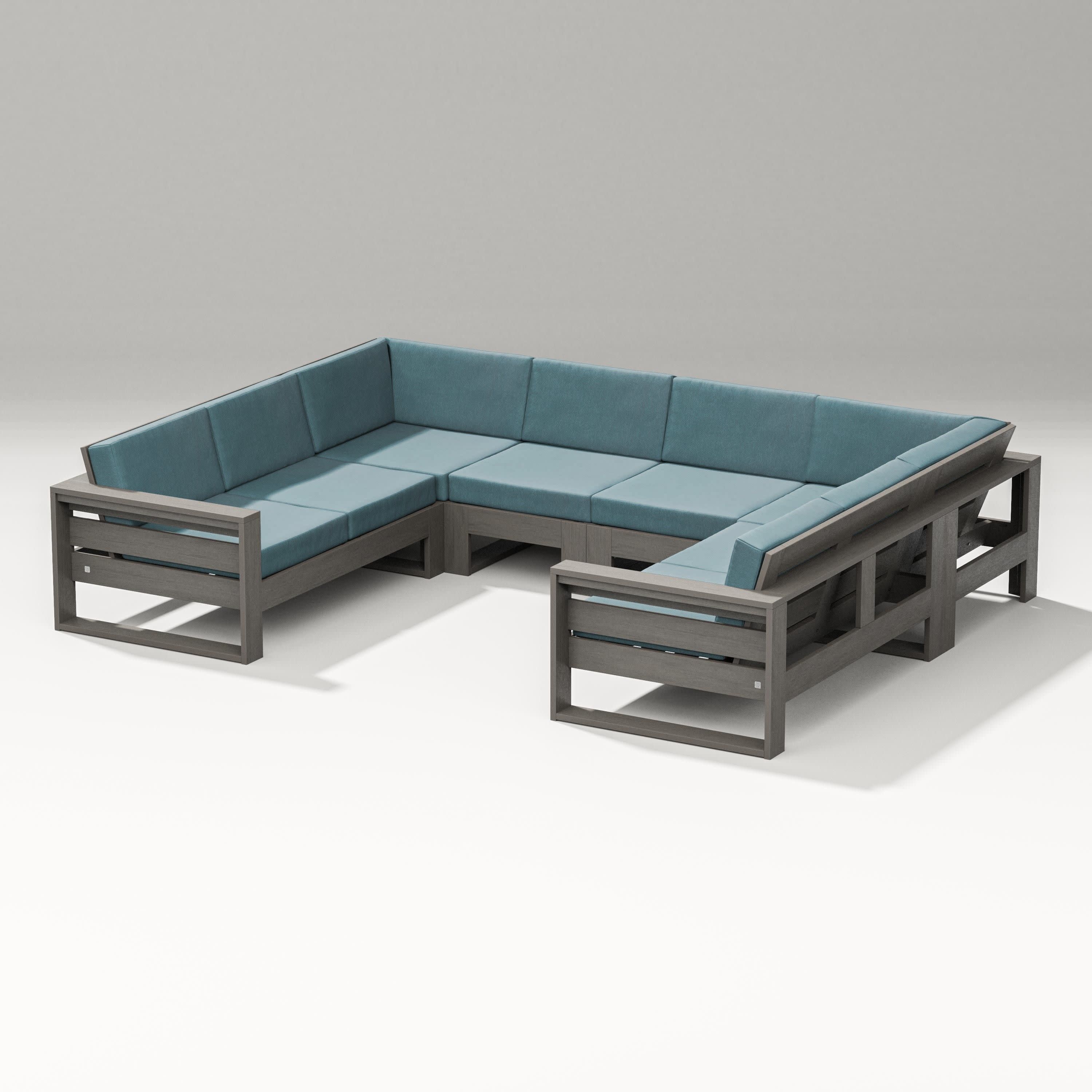 Latitude U-Shaped Sectional in Driftwood / Ocean Teal