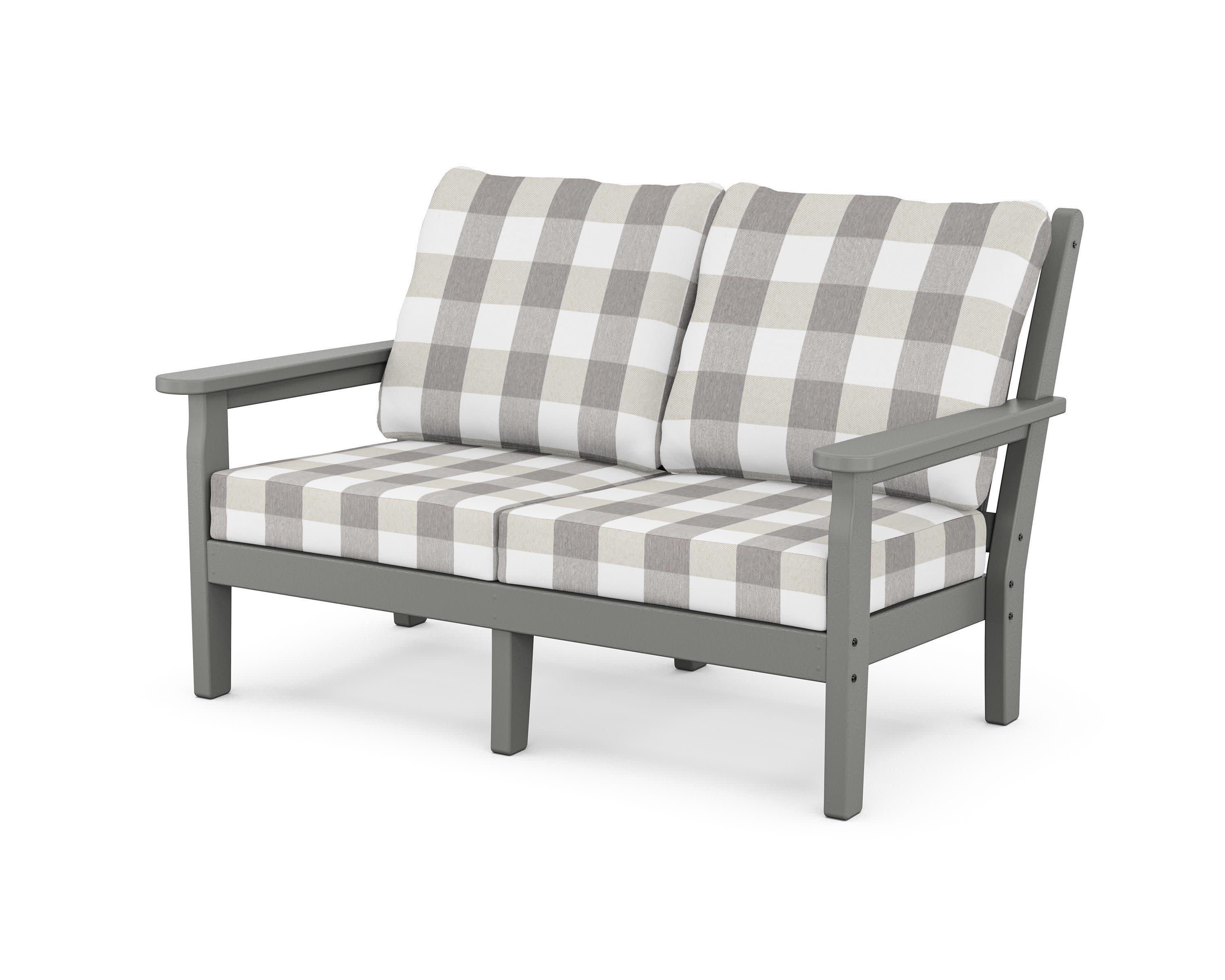Chippendale Deep Seating Loveseat in Slate Grey / Buffalo Plaid Grey Mist