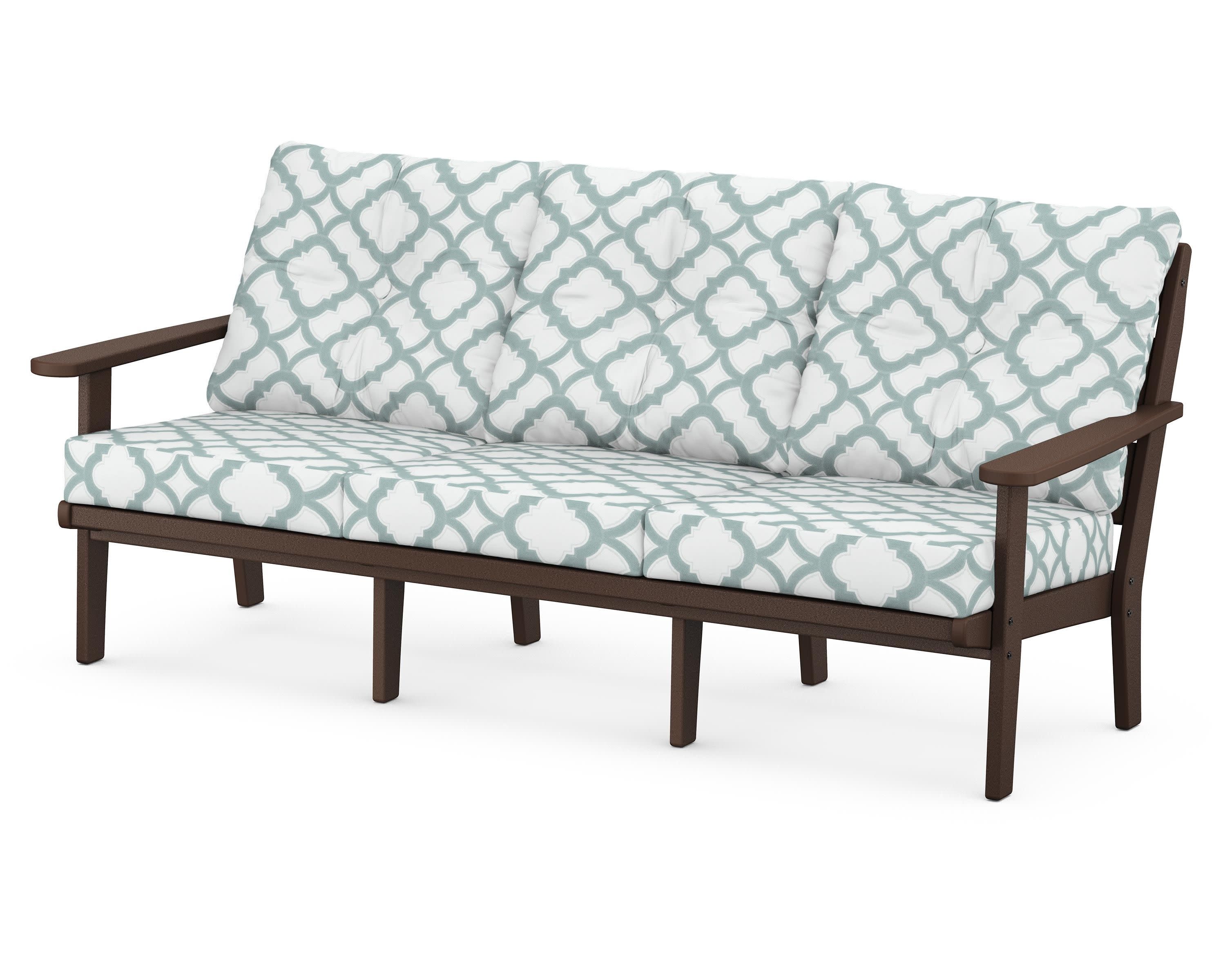 Lakeside Deep Seating Sofa in Mahogany / Trellis Glacier Spa