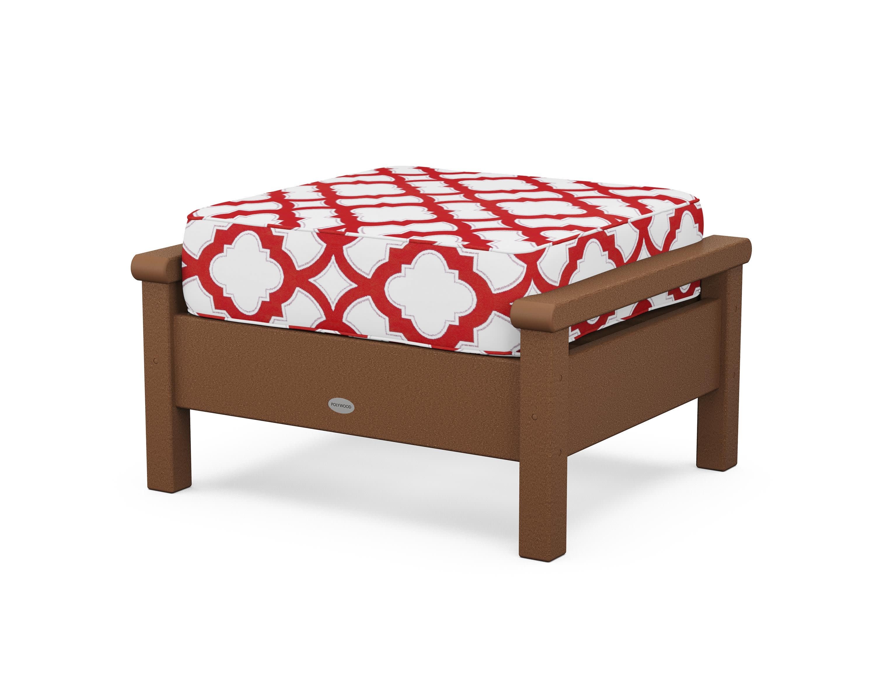 Harbour Deep Seating Ottoman in Teak / Trellis Crimson