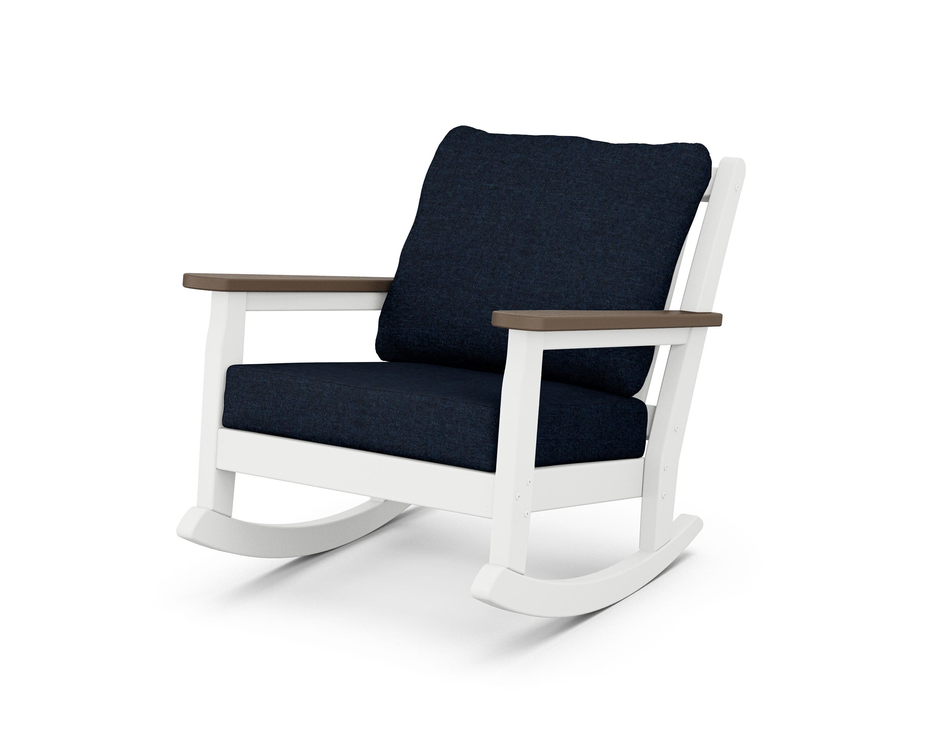 Chippendale Deep Seating Rocking Chair in White / Kona / Marine Indigo