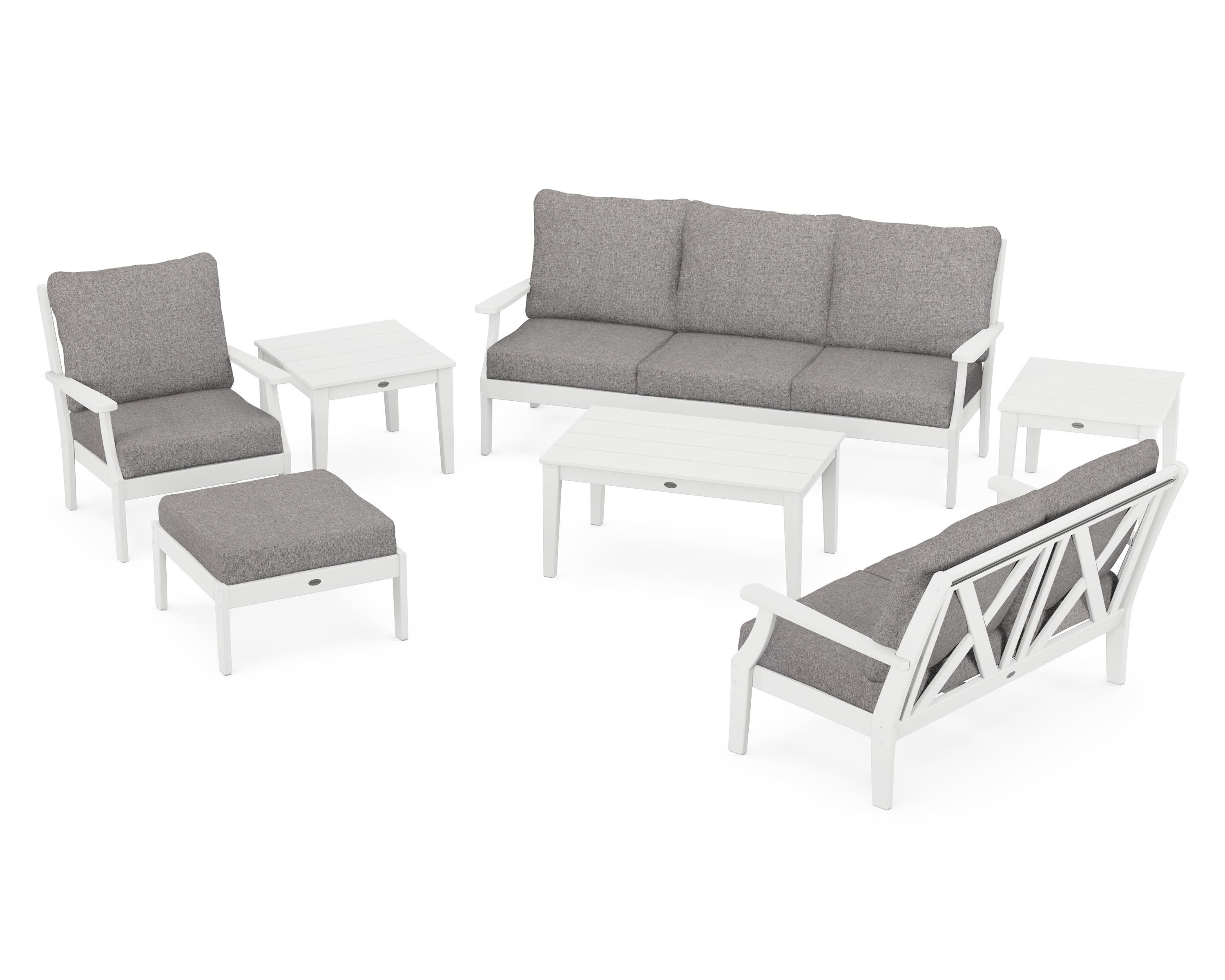 Braxton 7-Piece Deep Seating Set in White / Grey Mist