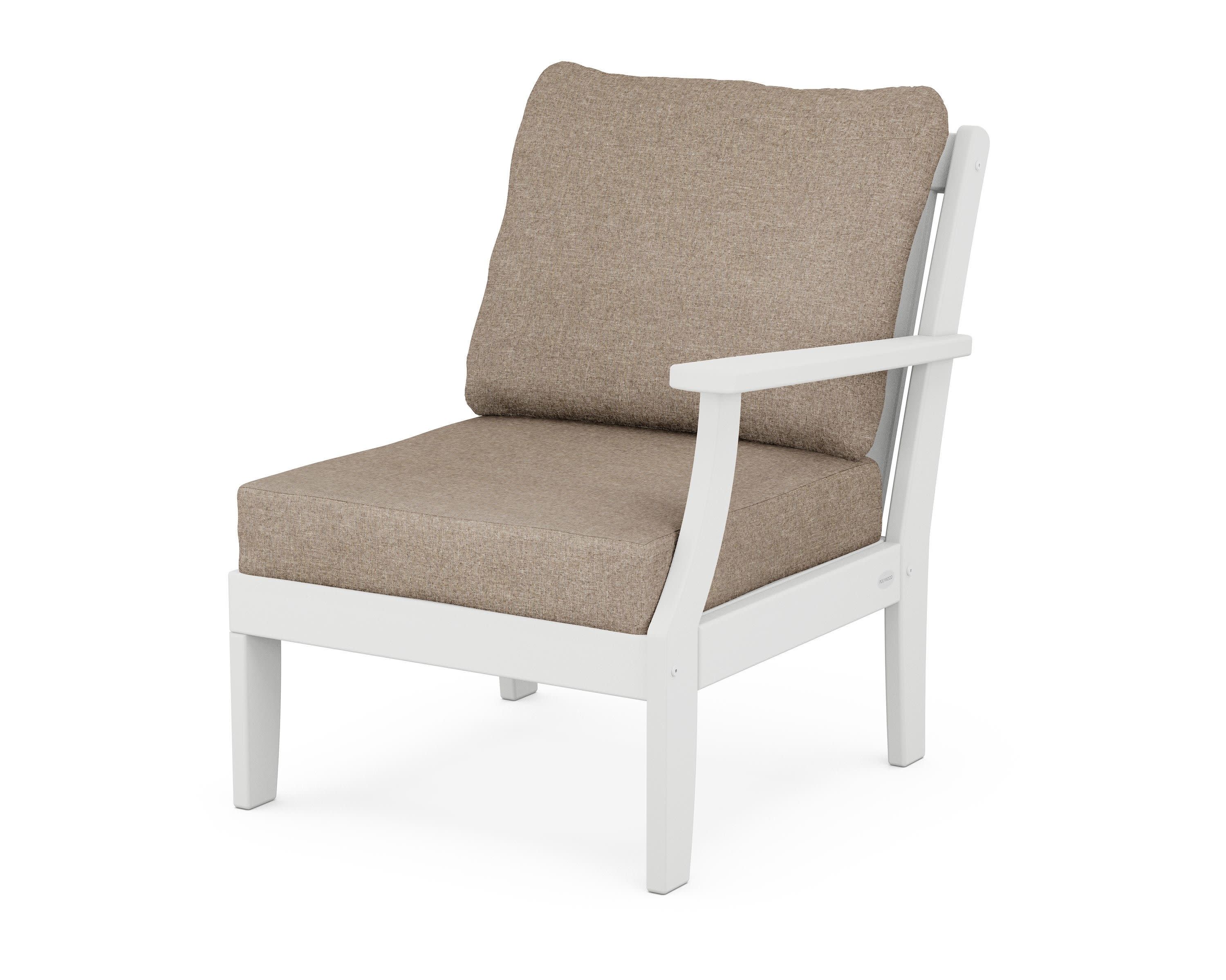 Braxton Modular Right Arm Chair in White / Spiced Burlap