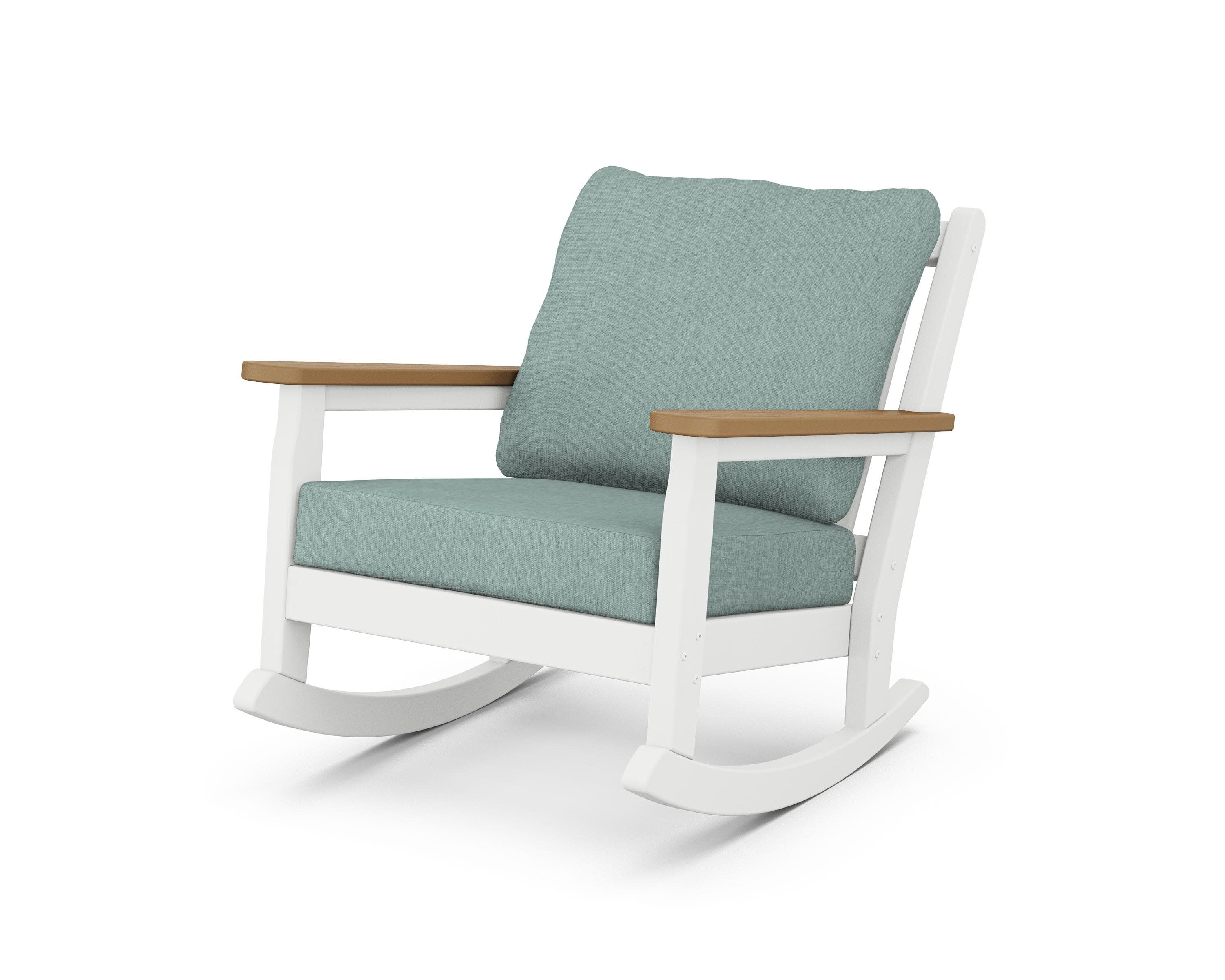Chippendale Deep Seating Rocking Chair in White / Natural / Glacier Spa
