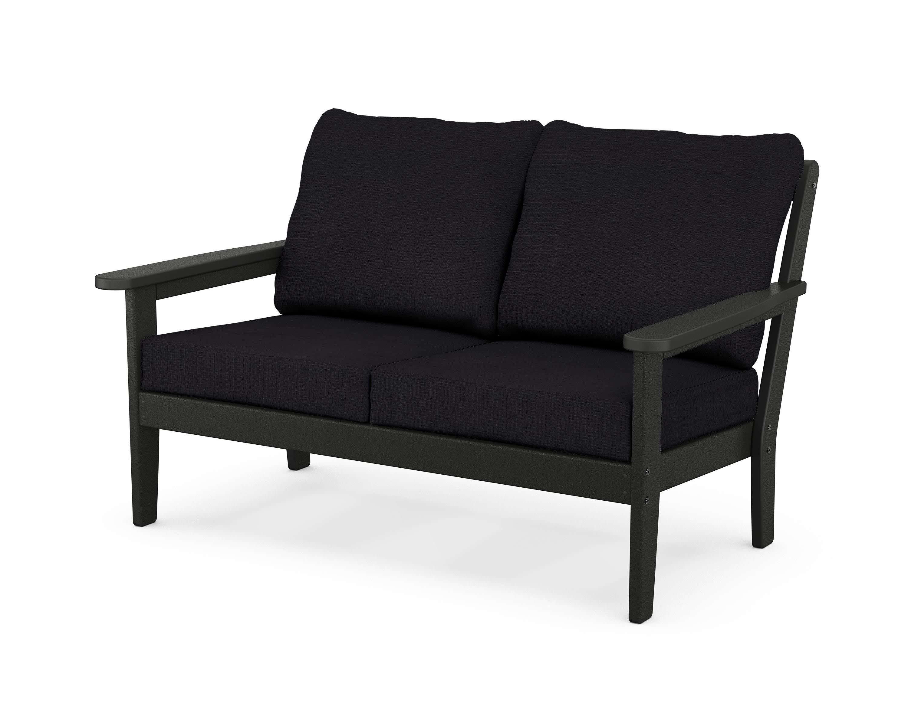 Cottage Deep Seating Loveseat in Black / Midnight Linen