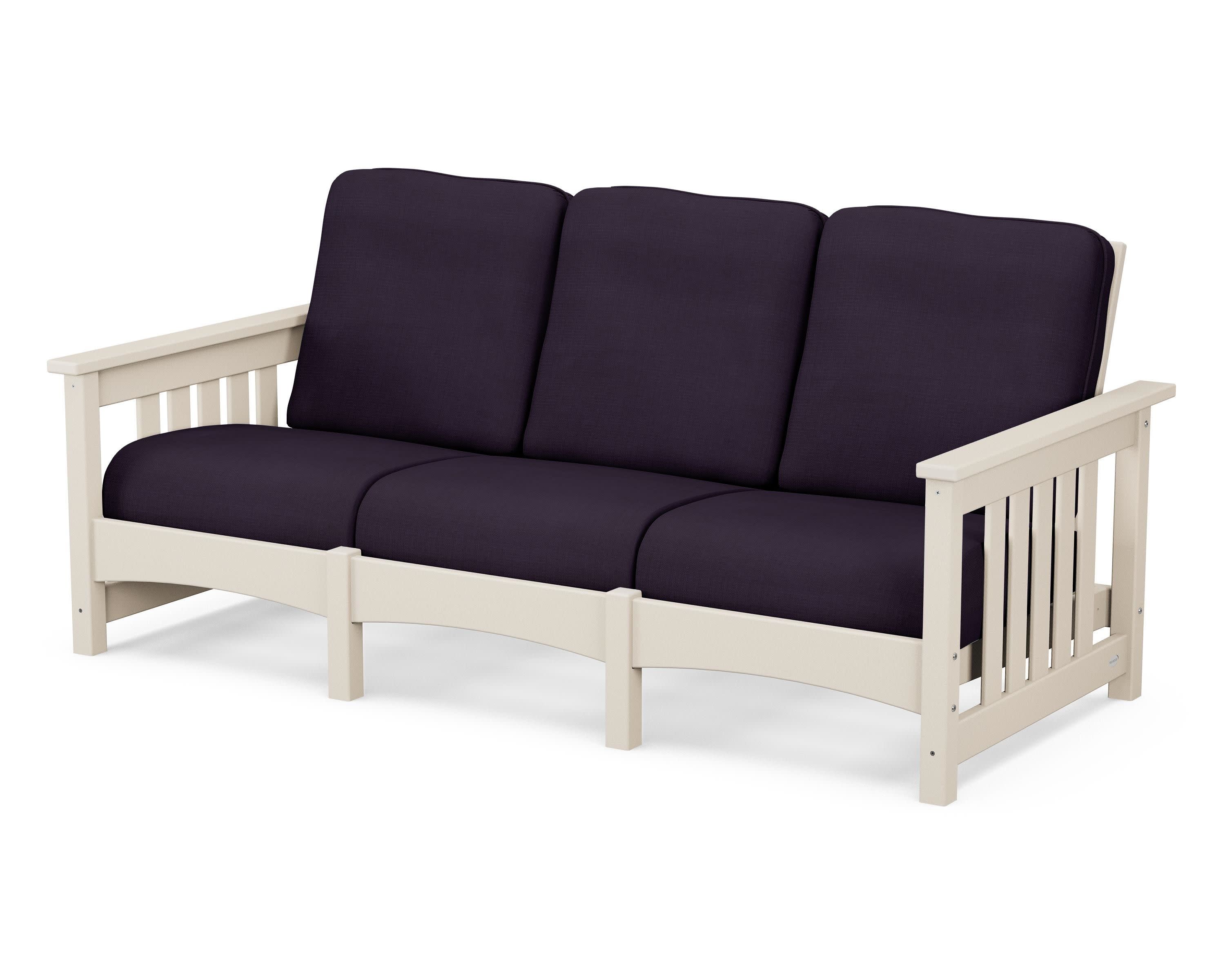 Club Mission Sofa in Sand / Navy Linen