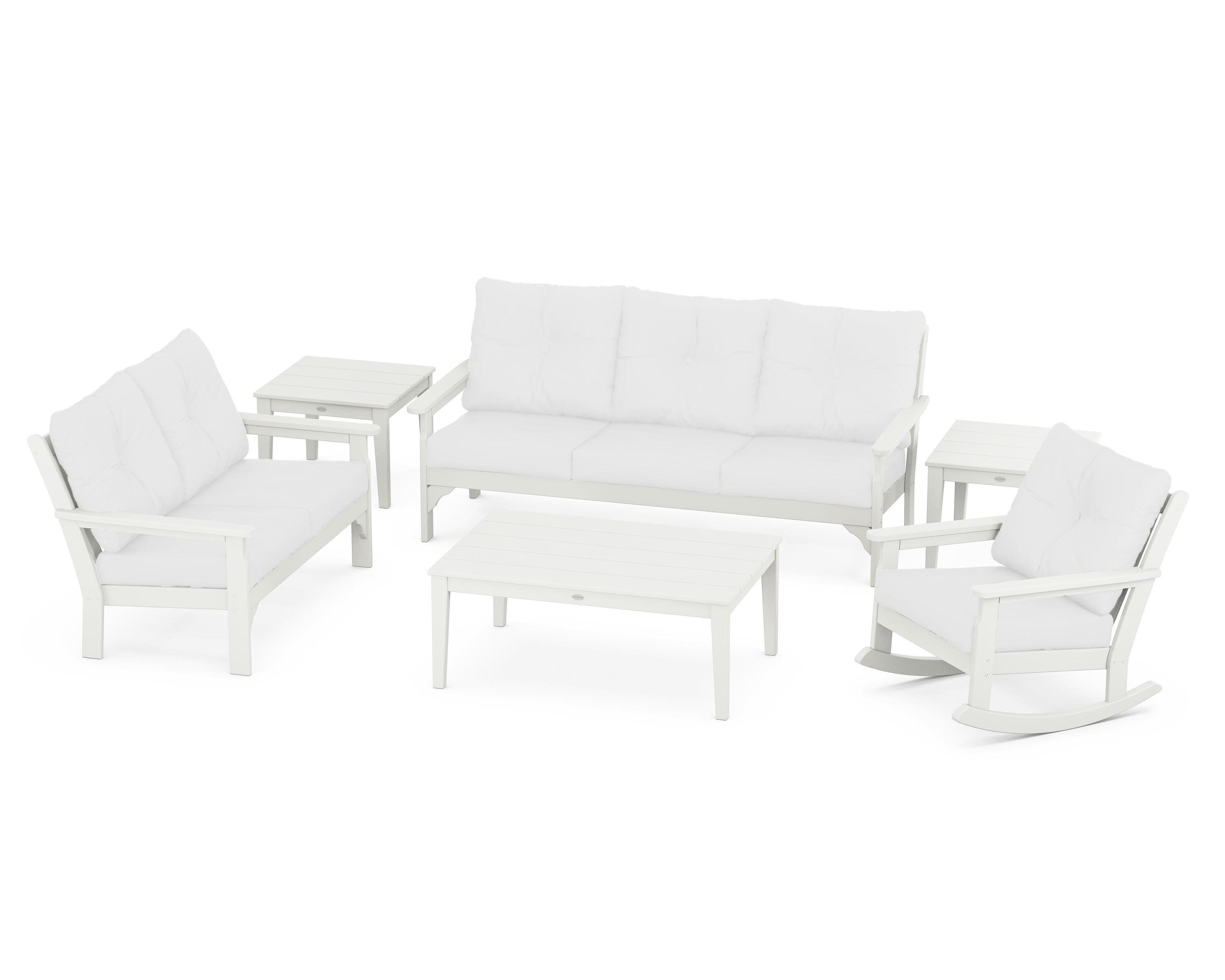 Vineyard 6-Piece Deep Seating Set in Vintage White / Natural
