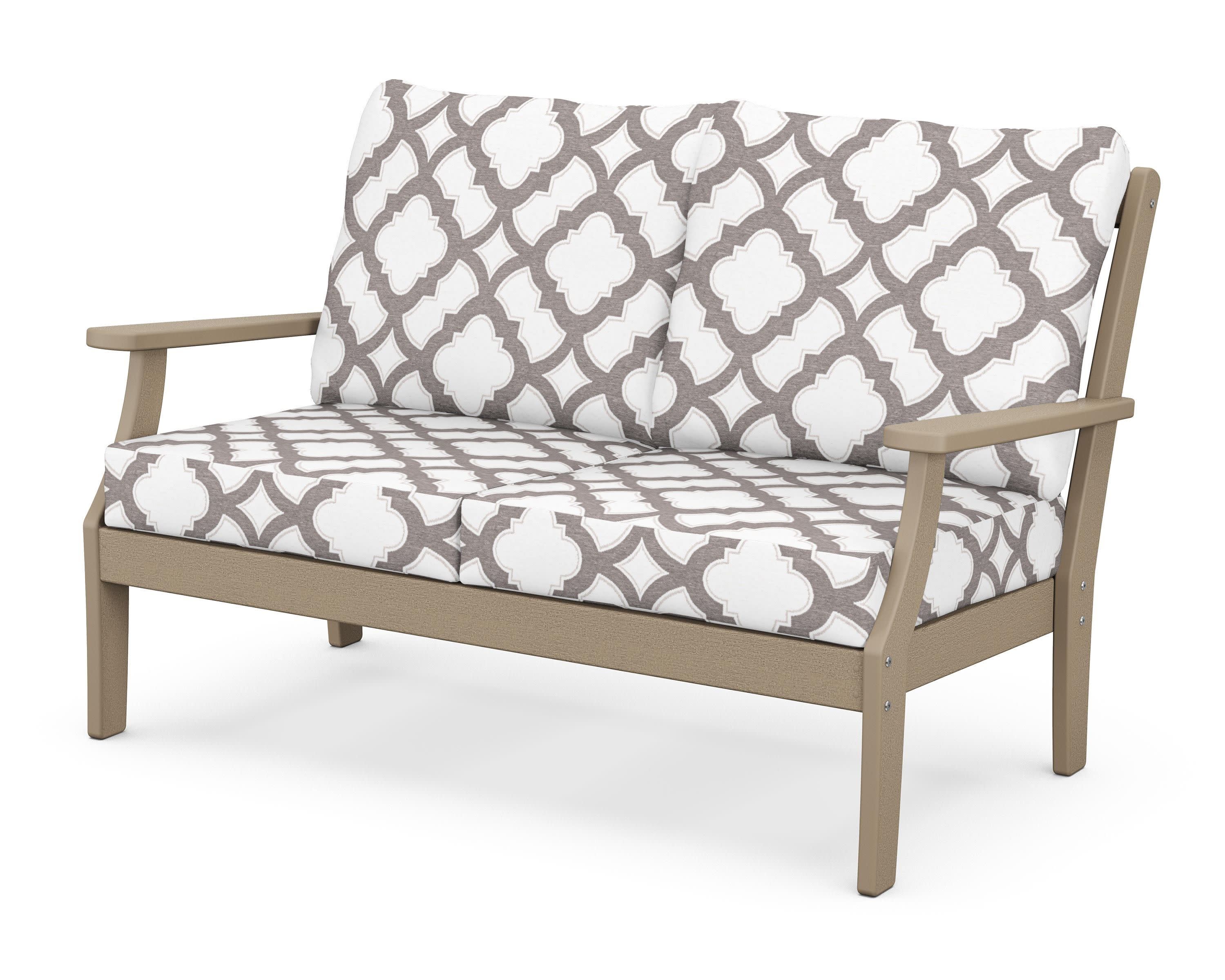 Braxton Deep Seating Loveseat in Vintage Sahara / Trellis Grey Mist