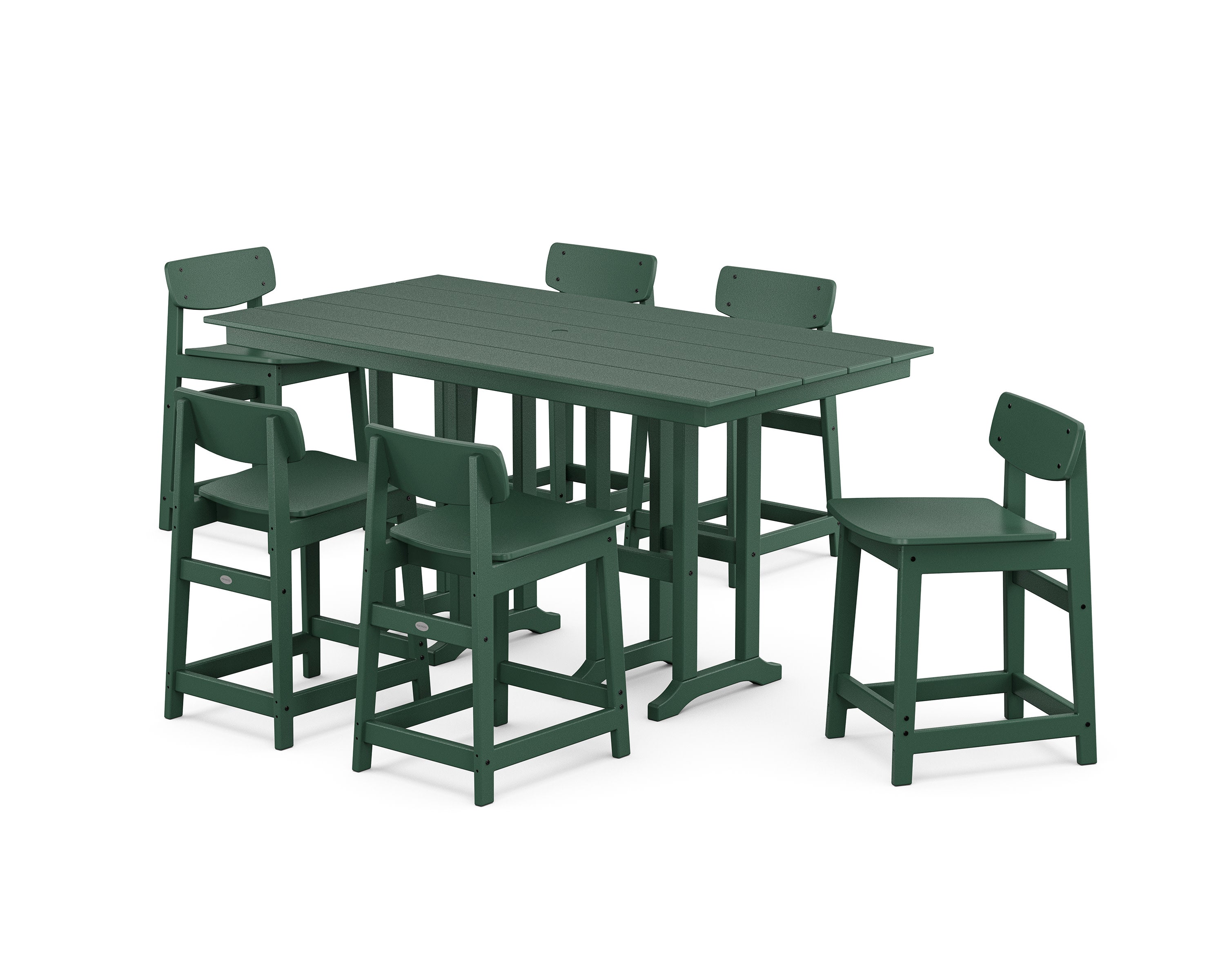 Modern Studio Urban Lowback Counter Chair 7-Piece Set in Green