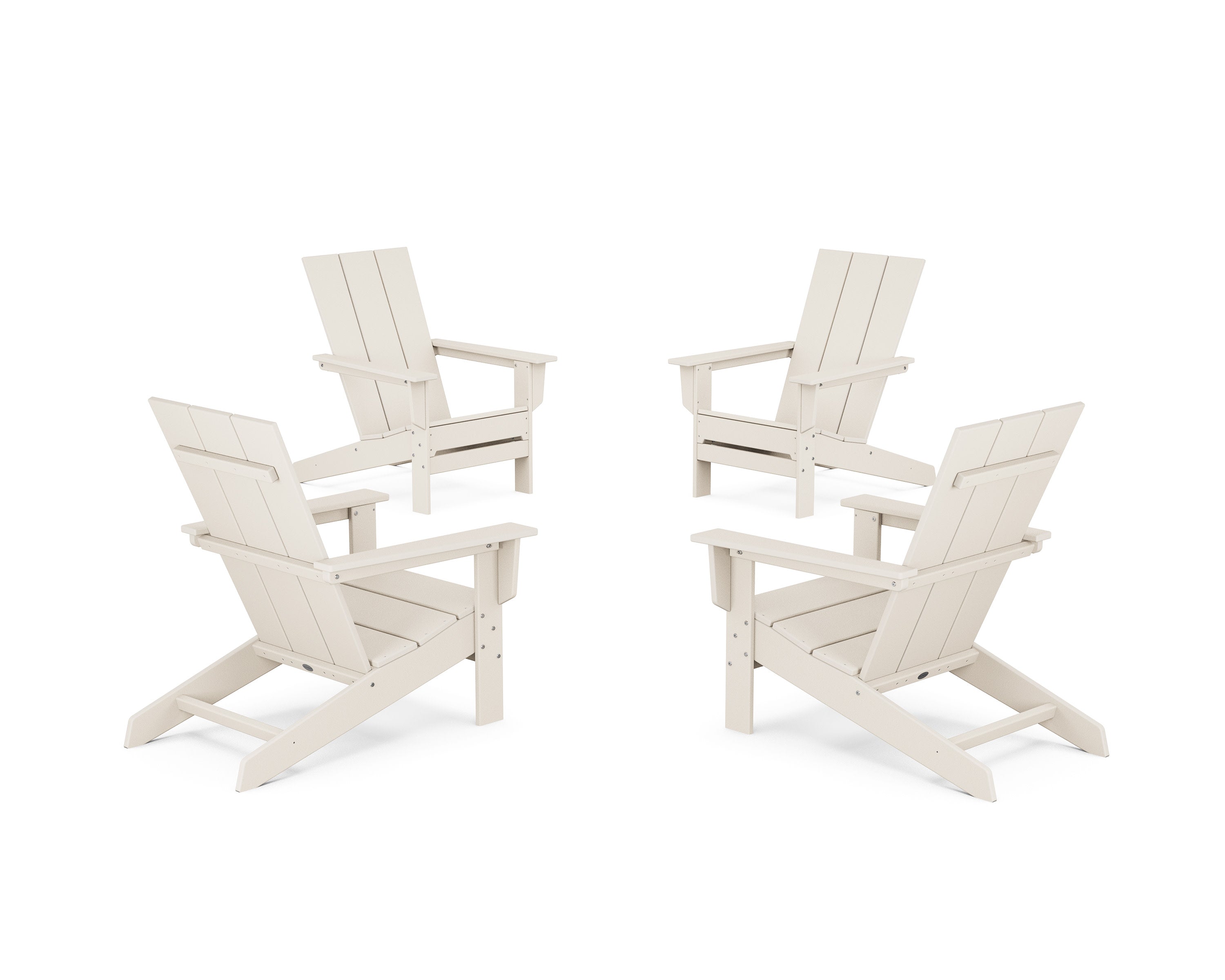 4-Piece Modern Studio Adirondack Chair Conversation Set in Sand