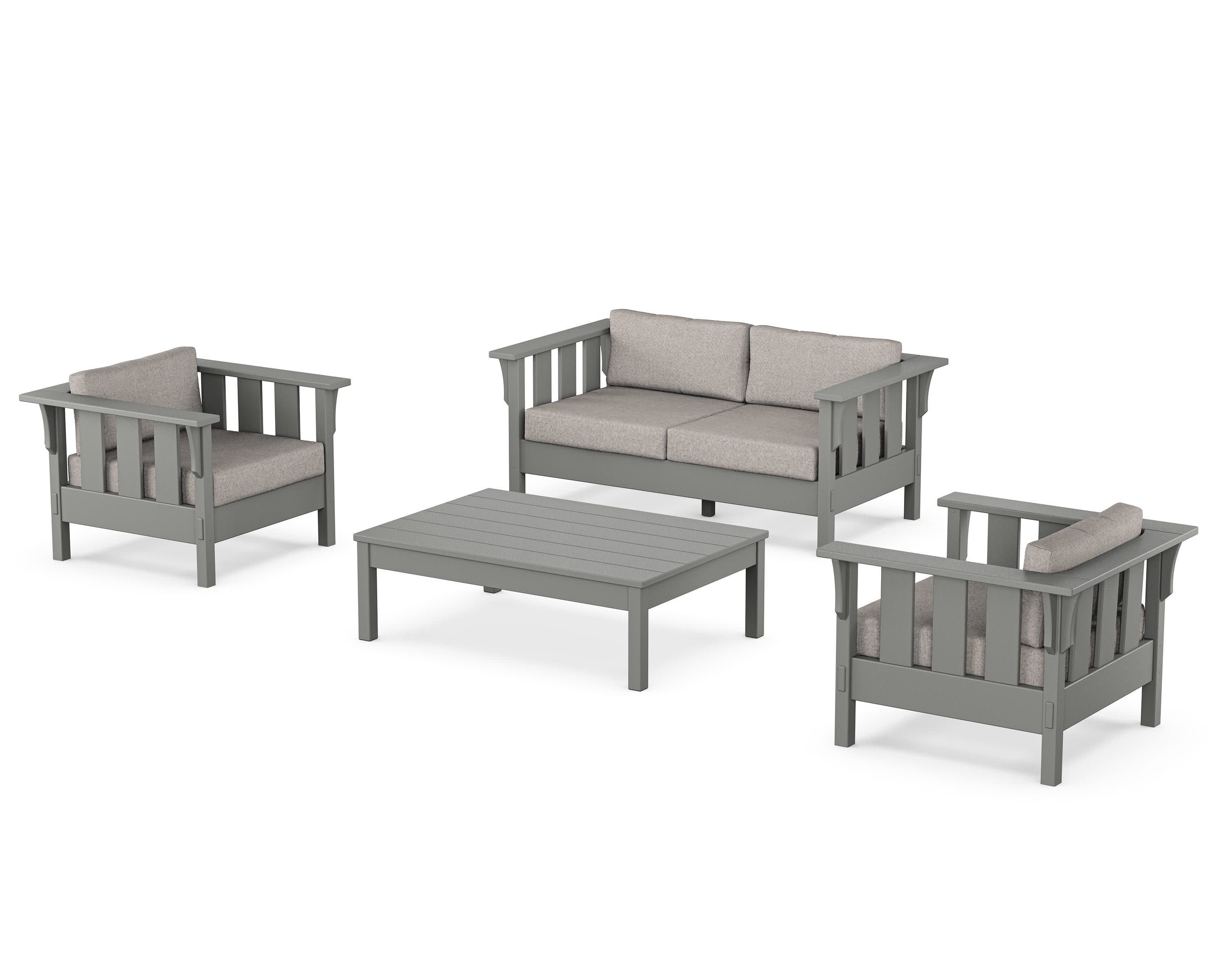 Acadia 4-Piece Deep Seating Set with Loveseat in Slate Grey / Weathered Tweed