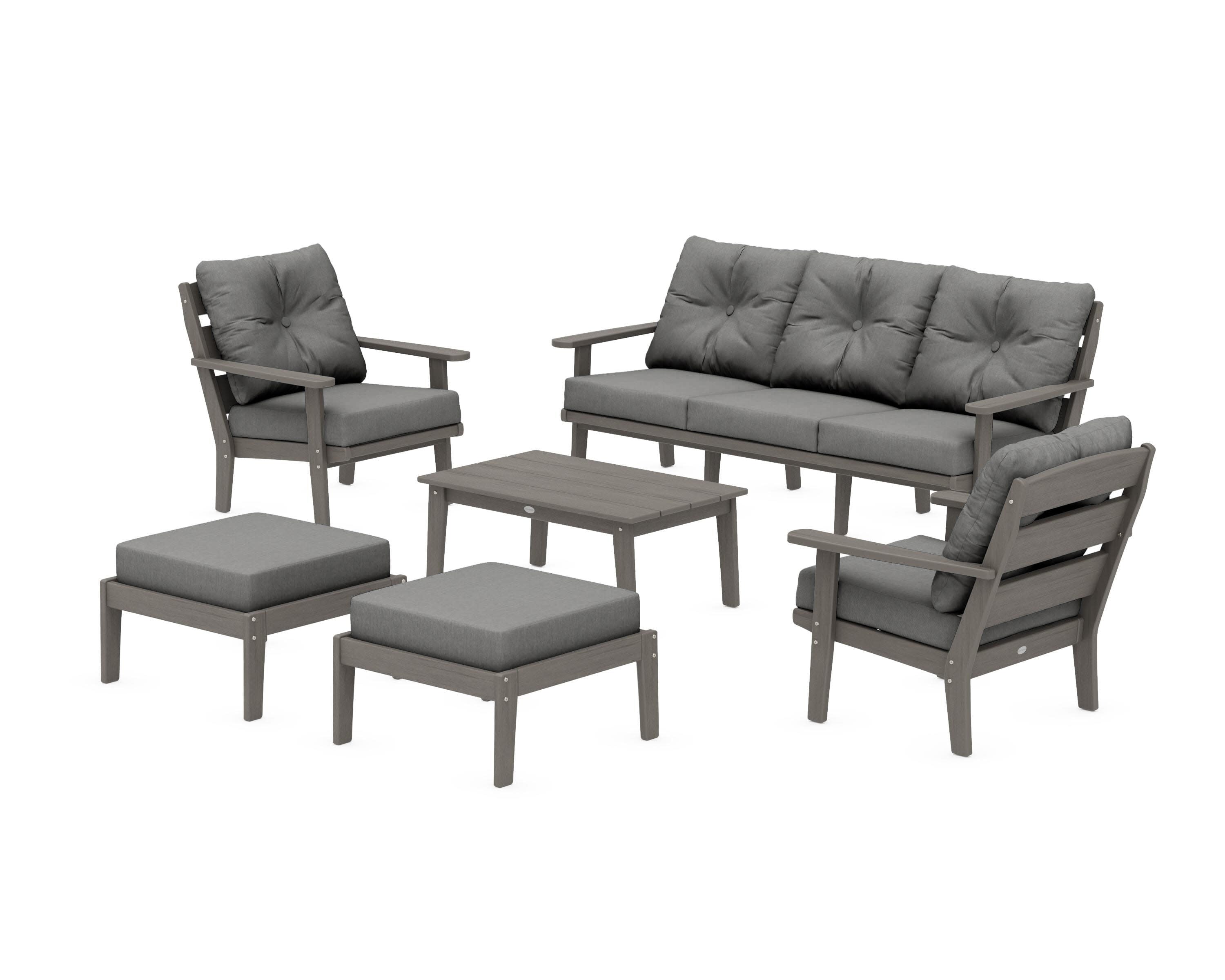 Lakeside 6-Piece Lounge Sofa Set in Driftwood / Spectrum Carbon