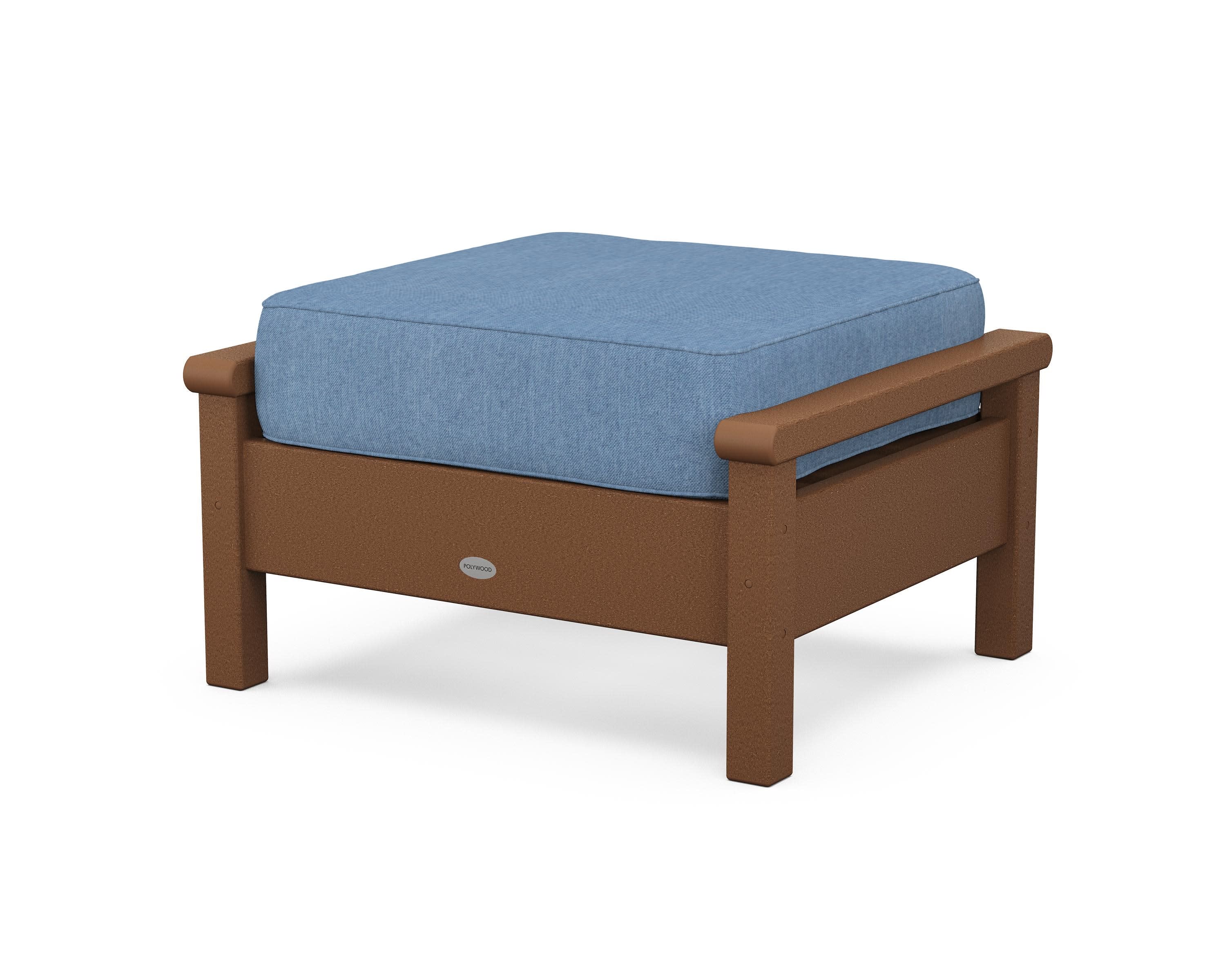 Harbour Deep Seating Ottoman in Teak / Sky Blue