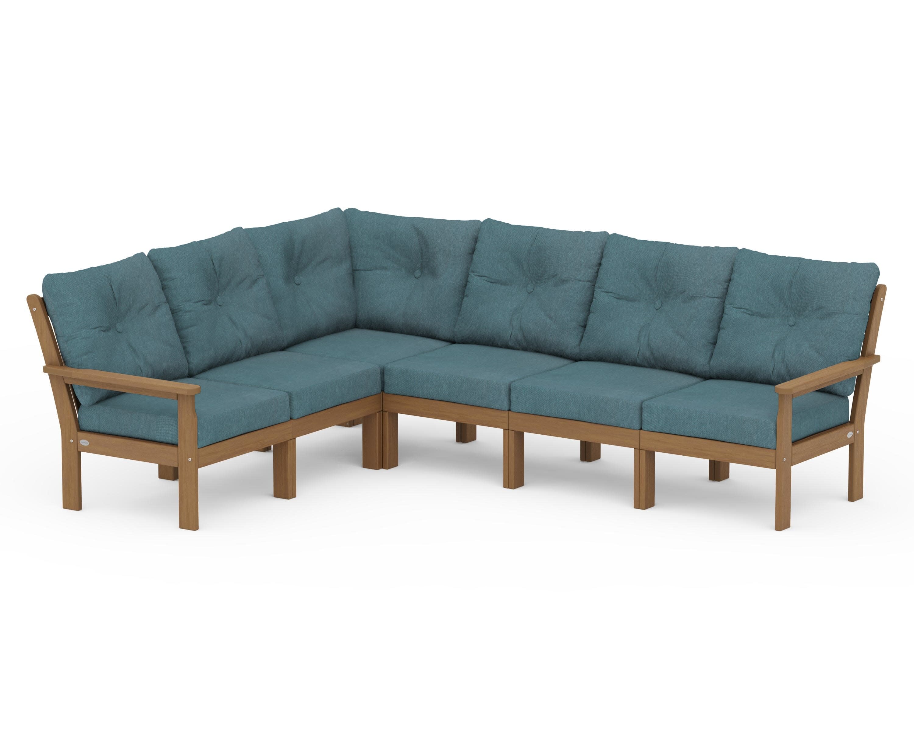 Vineyard 6-Piece Sectional in Natural / Ocean Teal