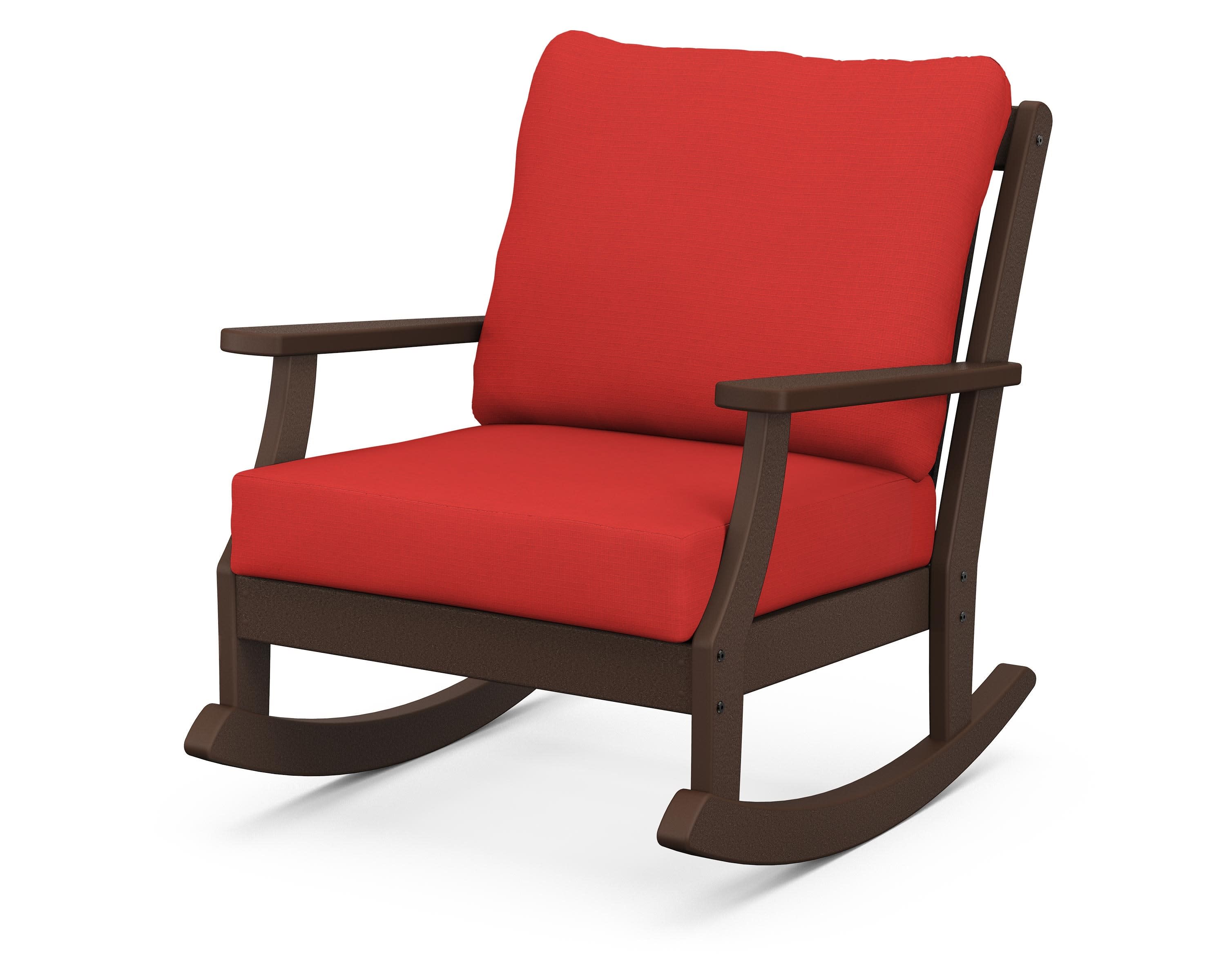 Braxton Deep Seating Rocking Chair in Mahogany / Crimson Linen