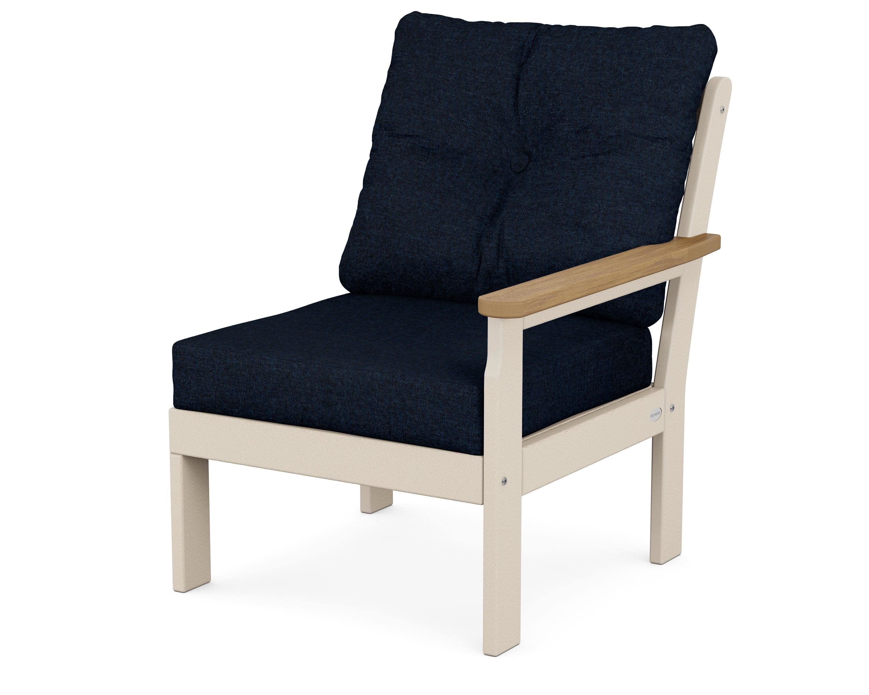 Vineyard Modular Right Arm Chair in Sand / Natural / Marine Indigo
