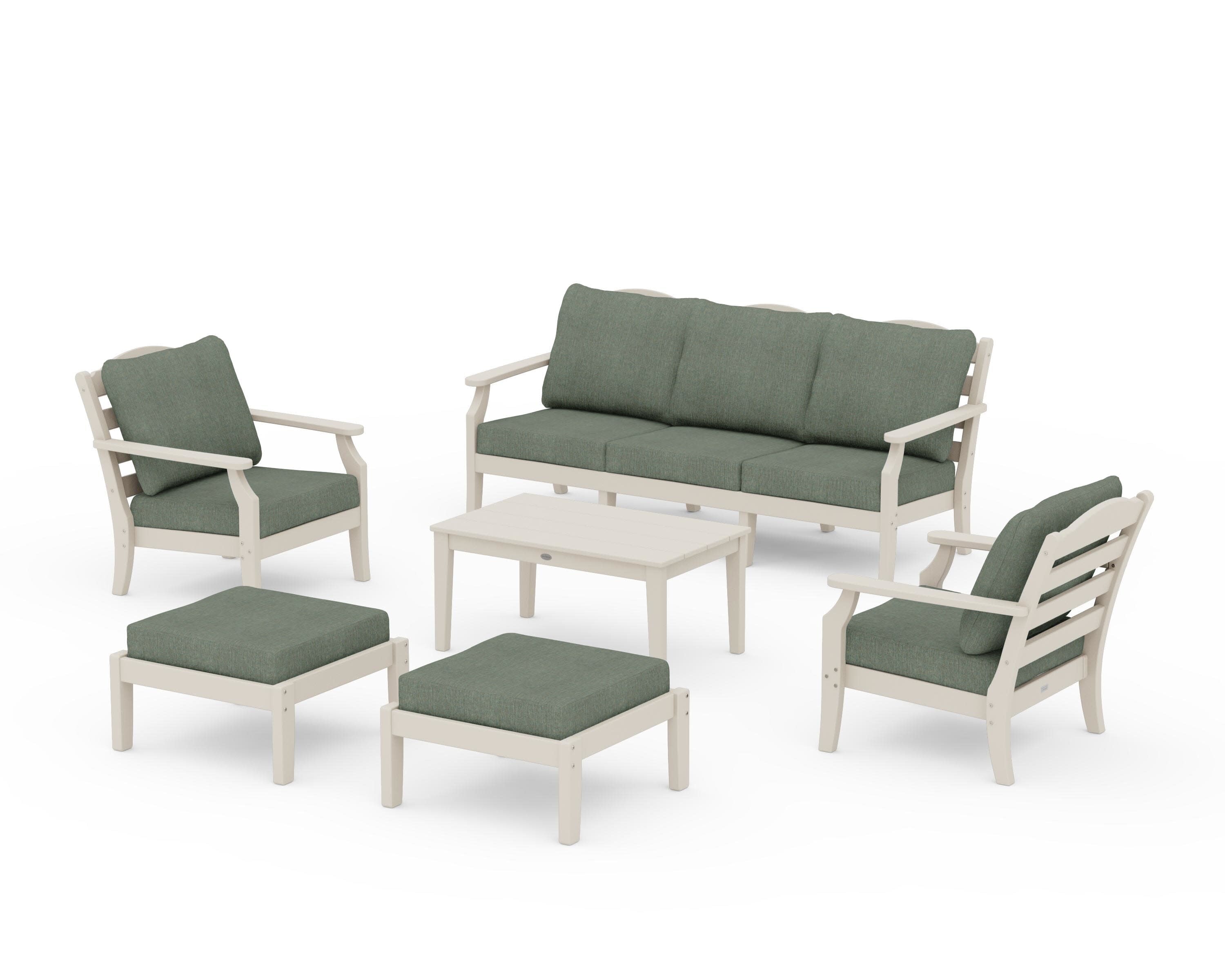 Savannah 6-Piece Lounge Sofa Set in Sand / Cast Sage