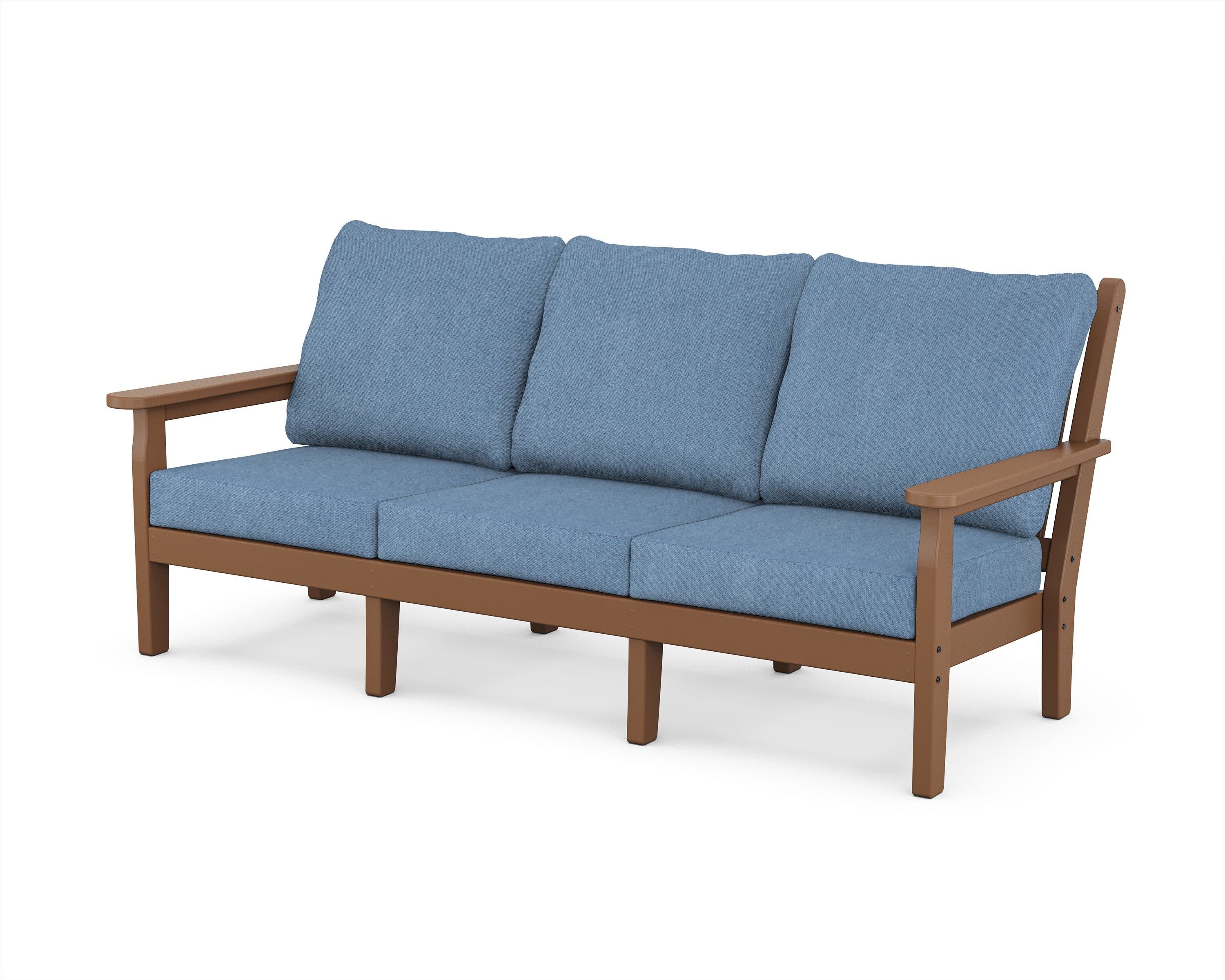 Chippendale Deep Seating Sofa in Teak / Sky Blue