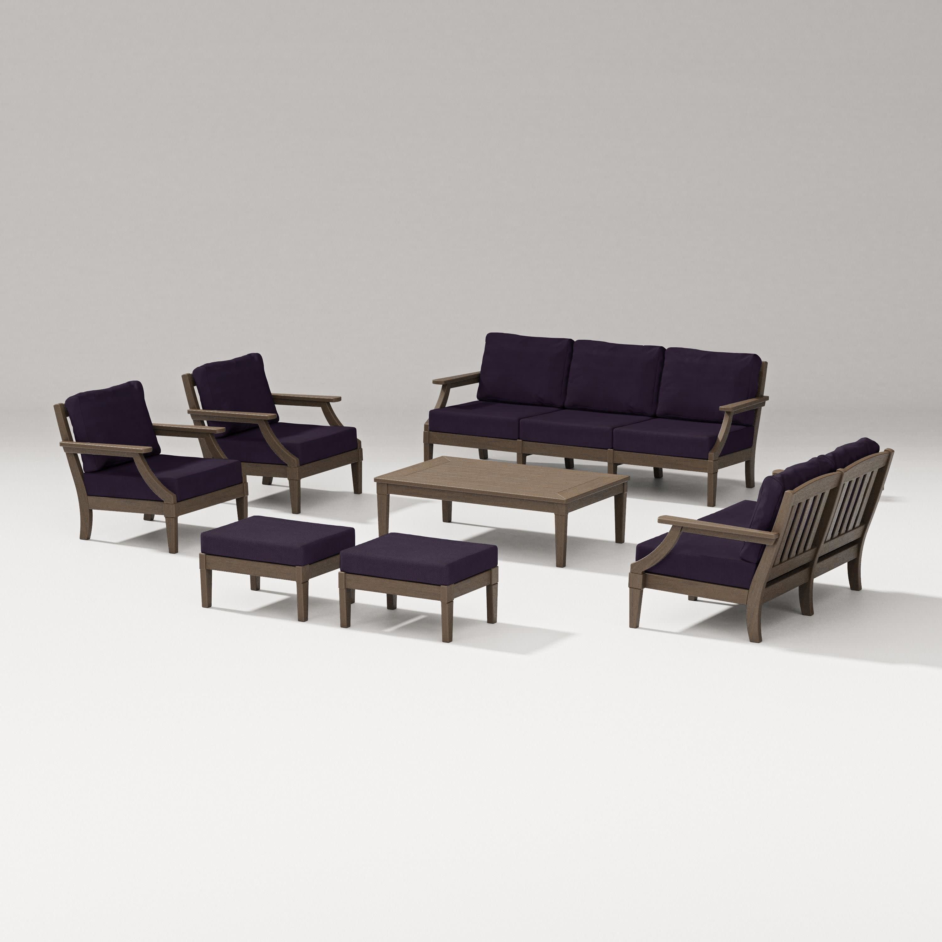 Estate 7-Piece Lounge Sofa Set in Kona / Navy Linen