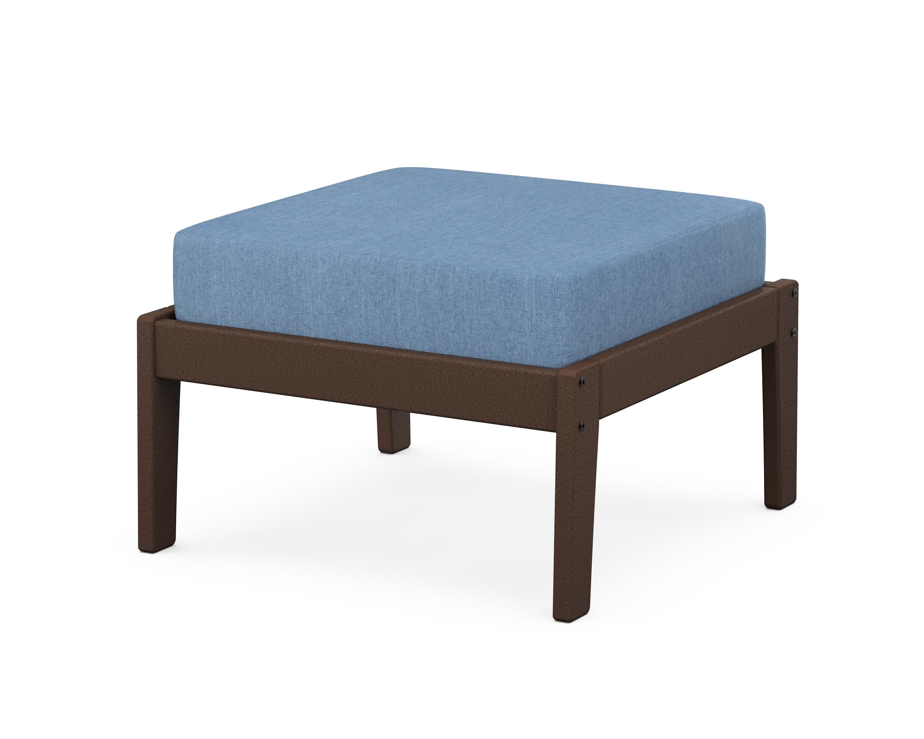 Deep Seating Ottoman in Mahogany / Sky Blue