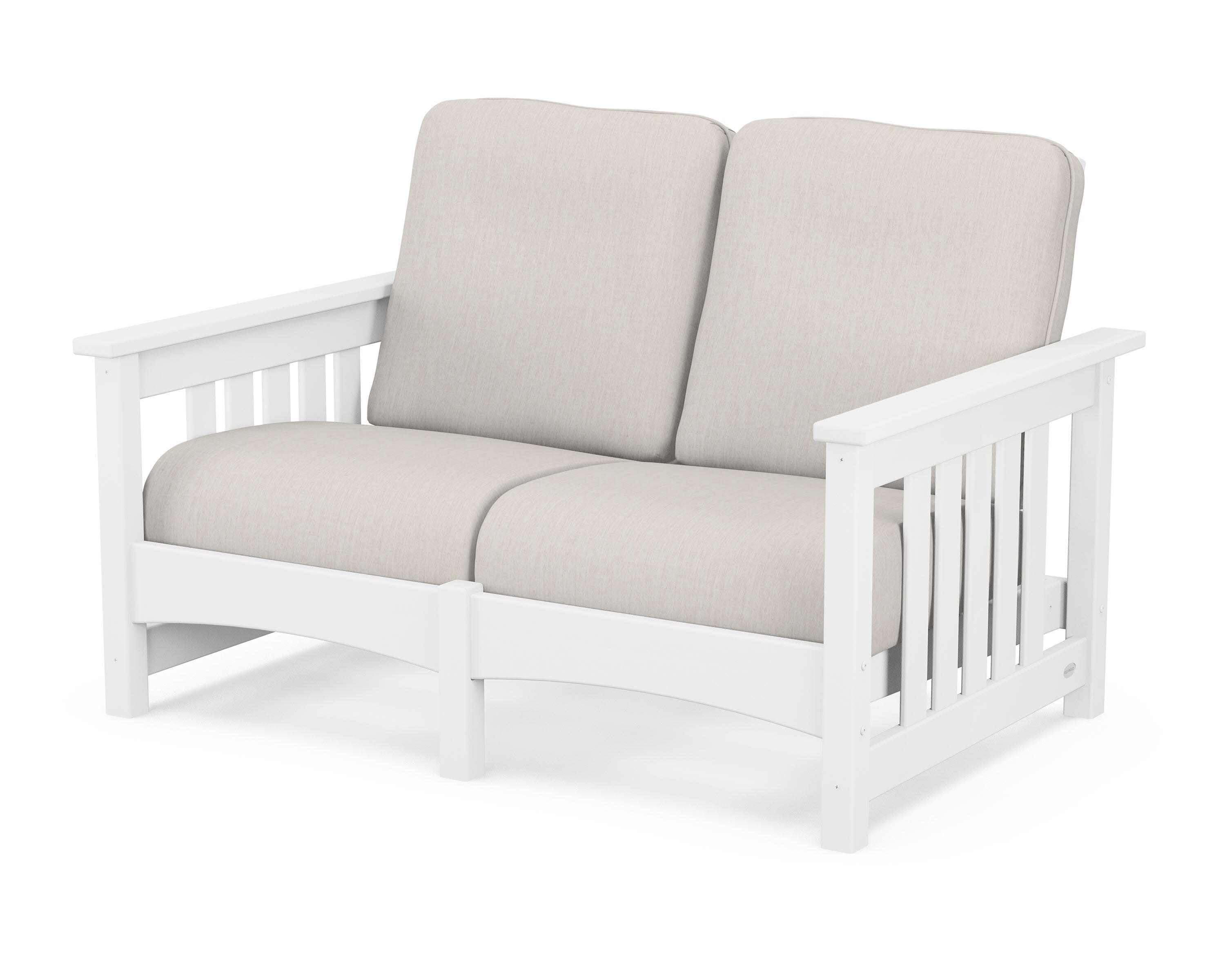 Club Mission Loveseat in White / Cast Ash