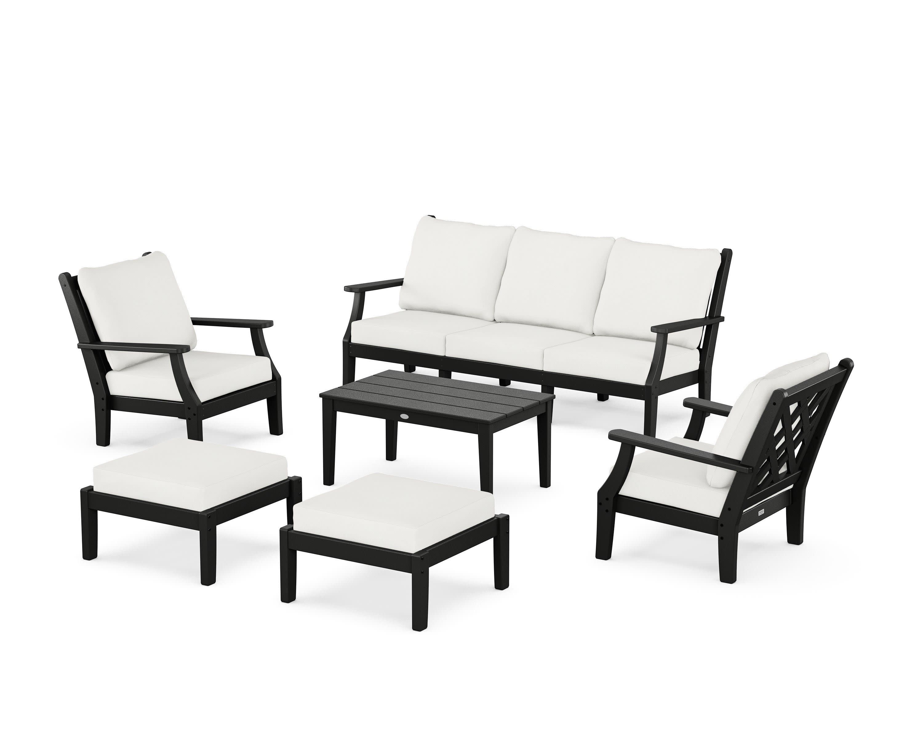 Wovendale 6-Piece Lounge Sofa Set in Black / Natural Linen