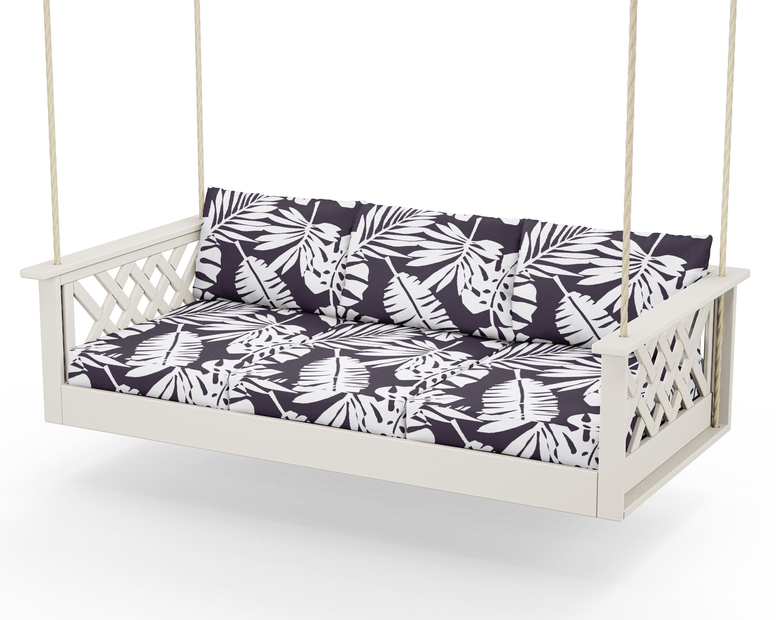 Wovendale Daybed Swing in Sand / Leaf Navy