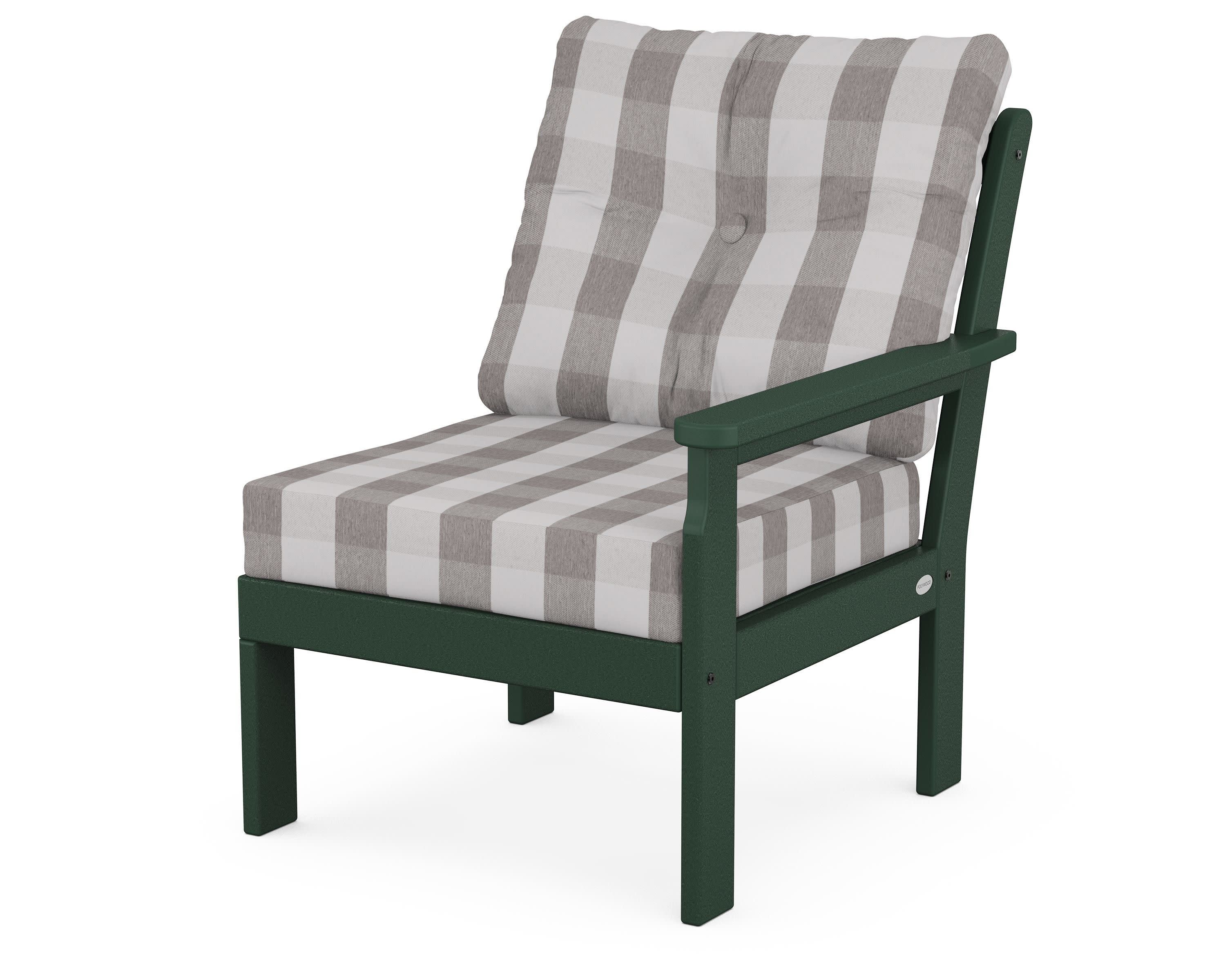 Vineyard Modular Right Arm Chair in Green / Buffalo Plaid Grey Mist