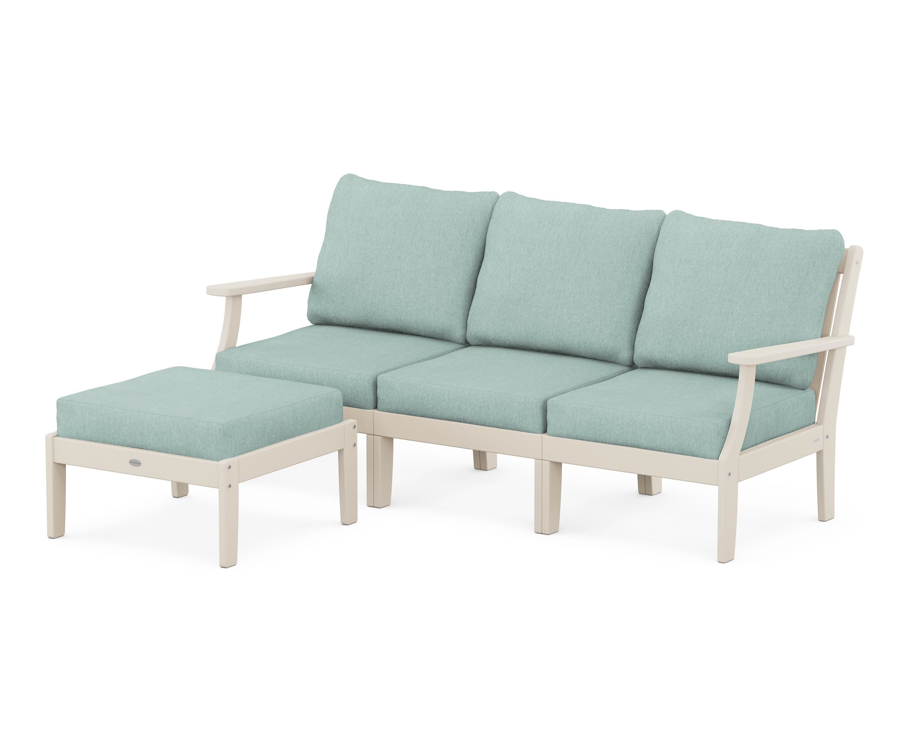 Braxton Modular 4-Piece Deep Seating Set with Ottoman in Sand / Glacier Spa