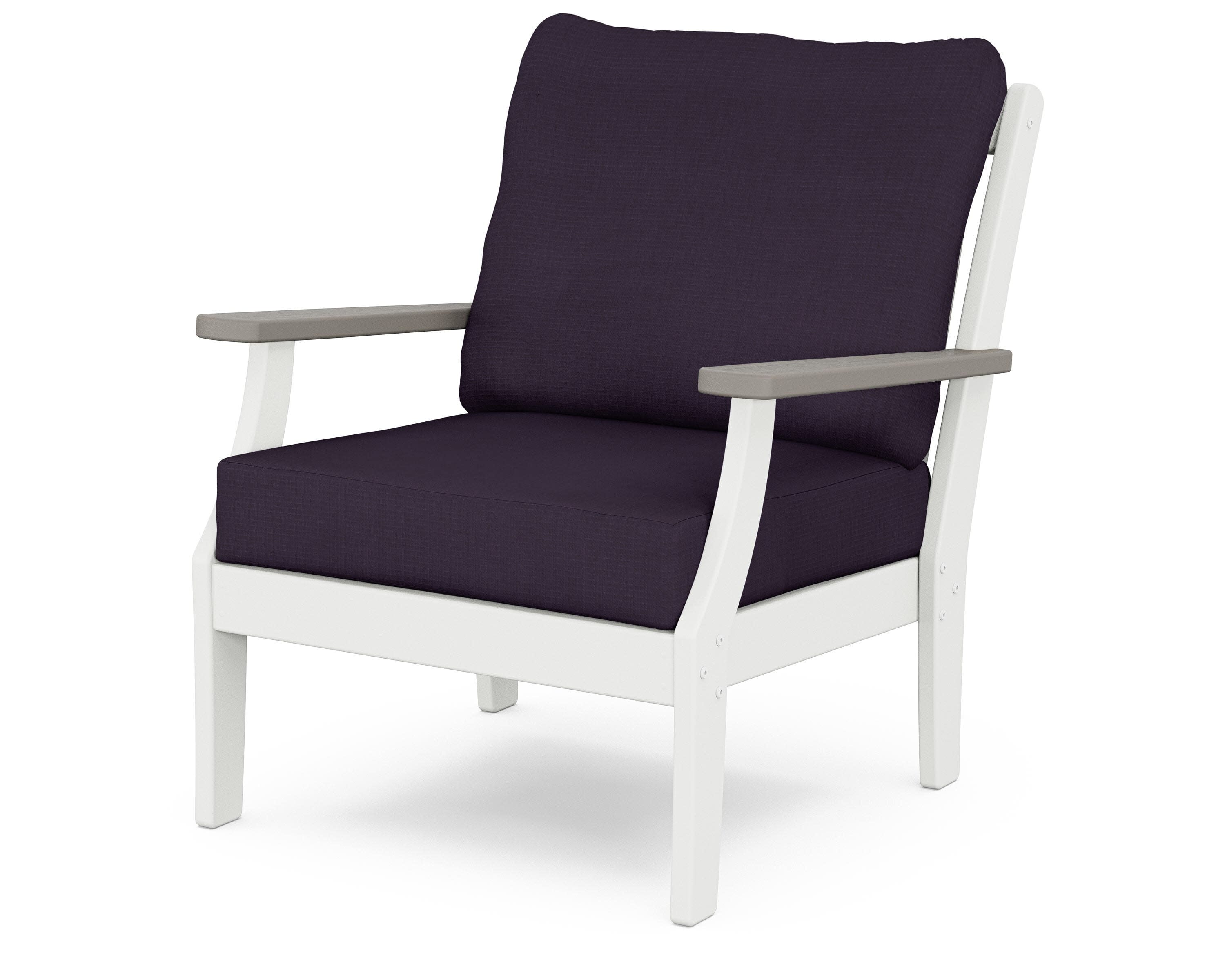 Braxton Deep Seating Chair in White / Driftwood / Navy Linen